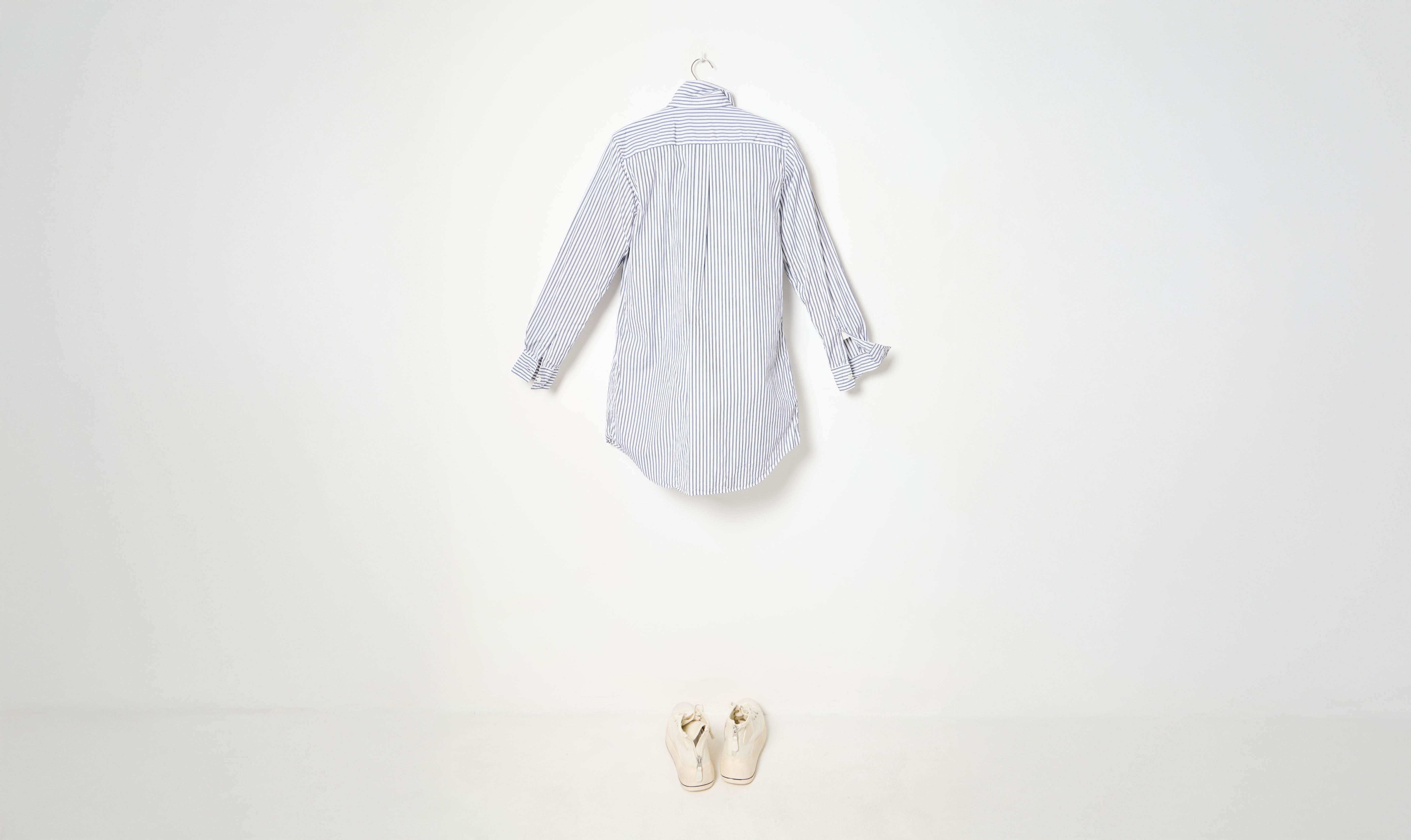 striped white navy cotton shirt