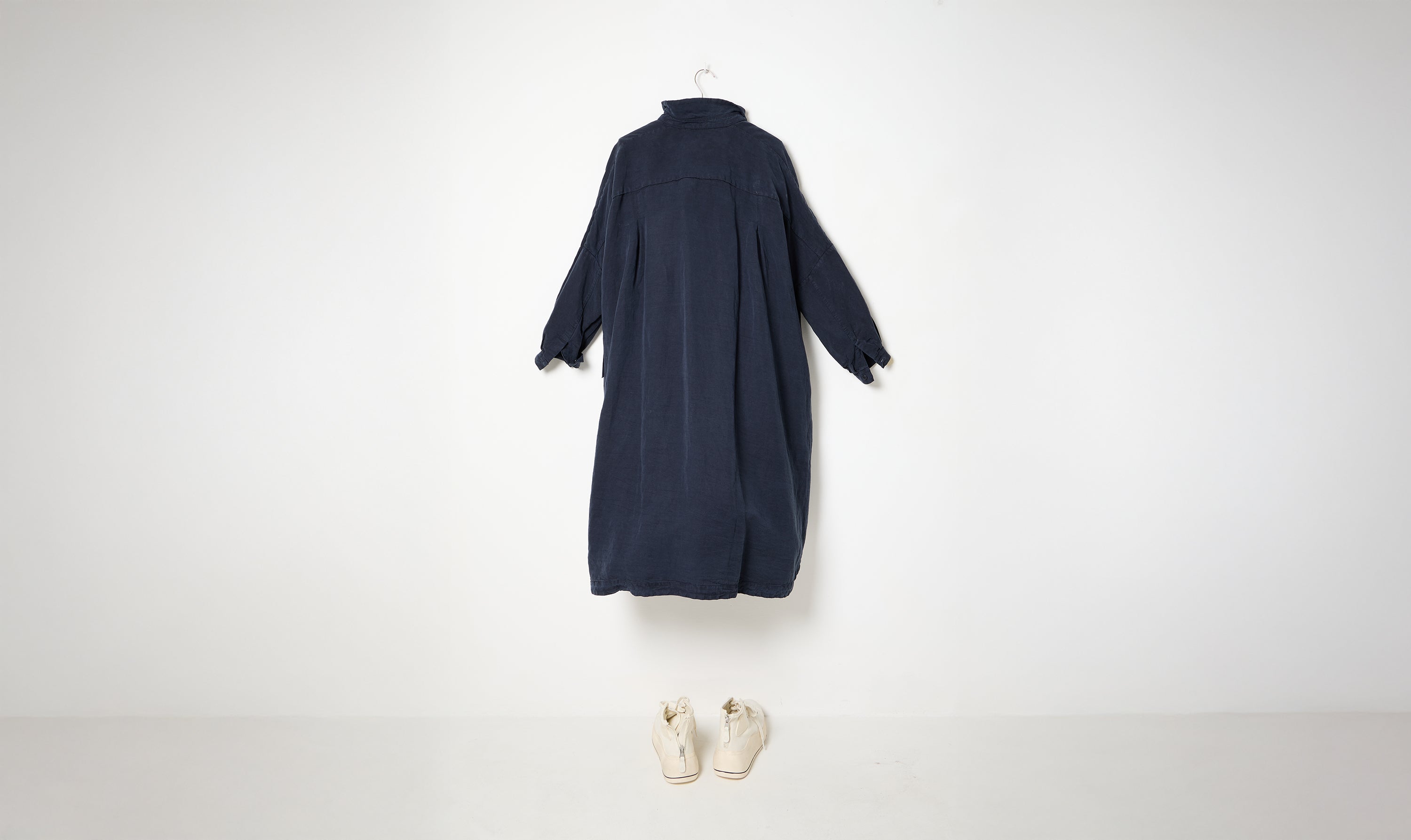 washed navy cotton shirt dress