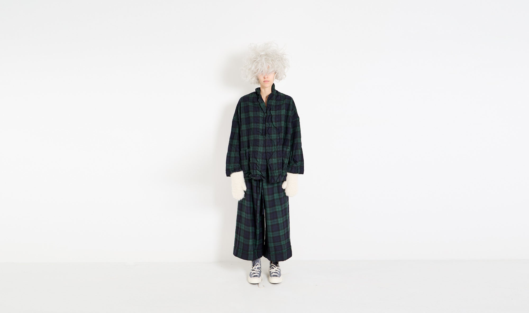 blue black green tartan wool jacket