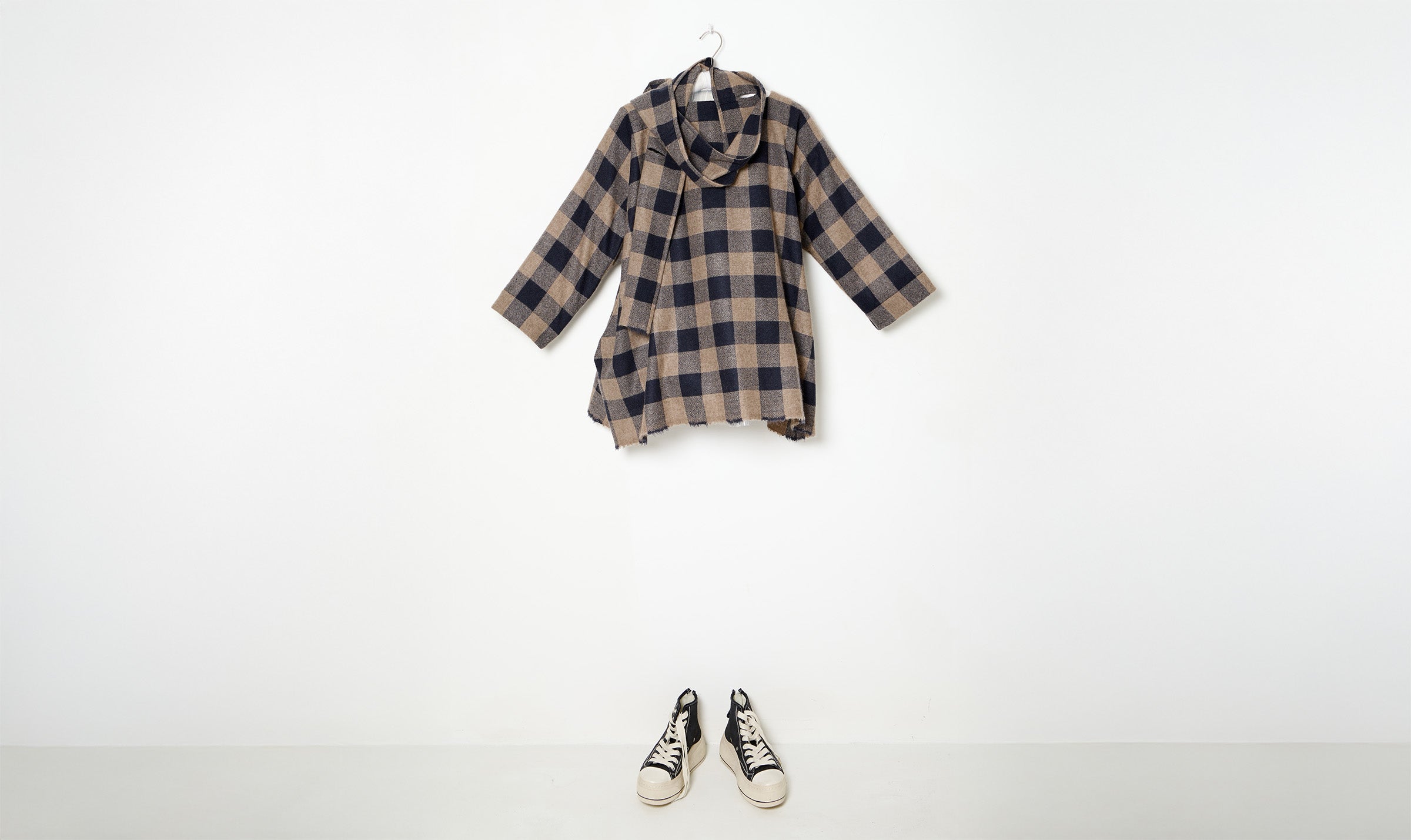 loose fit check wool tunic