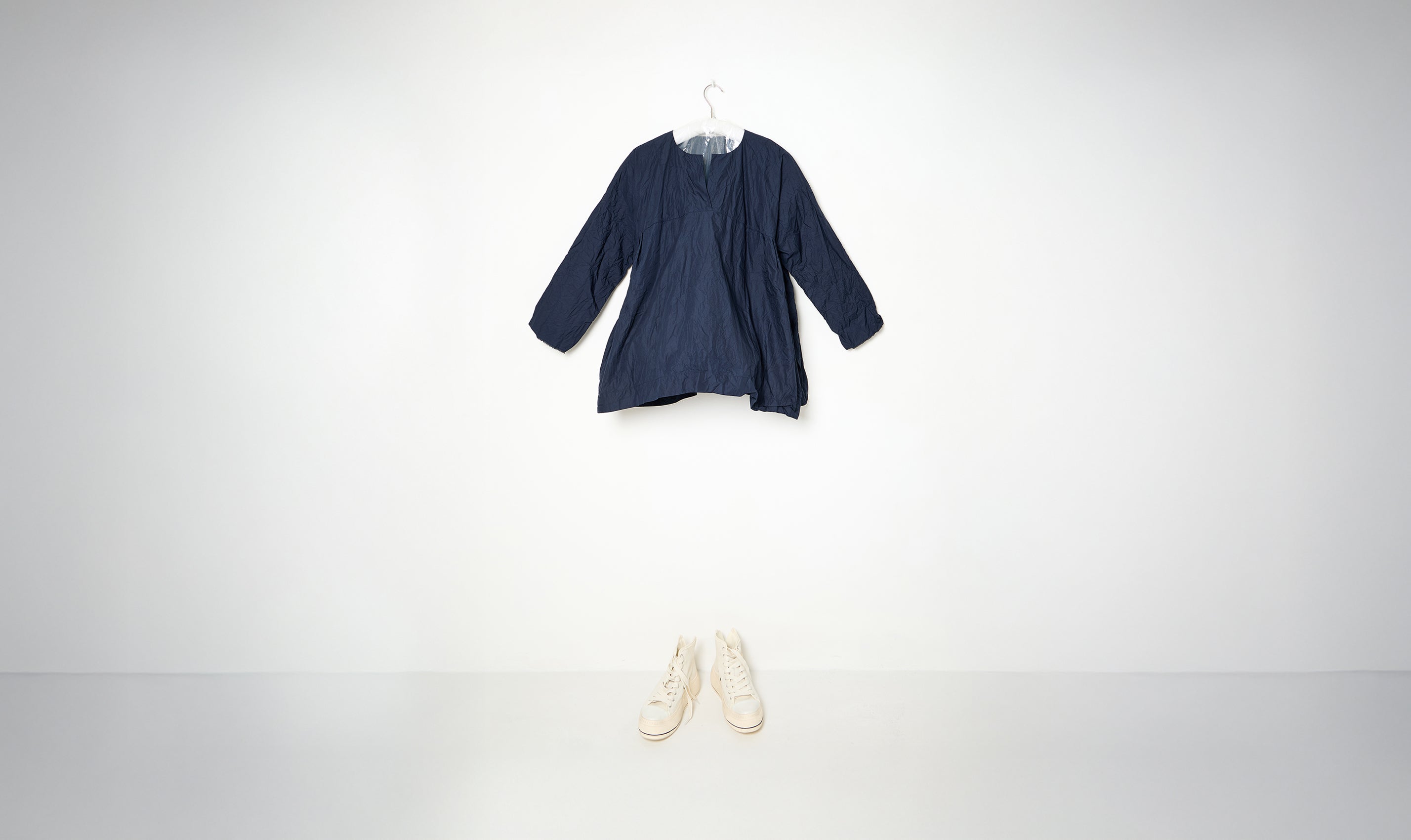 blue navy washed cotton painter shirt