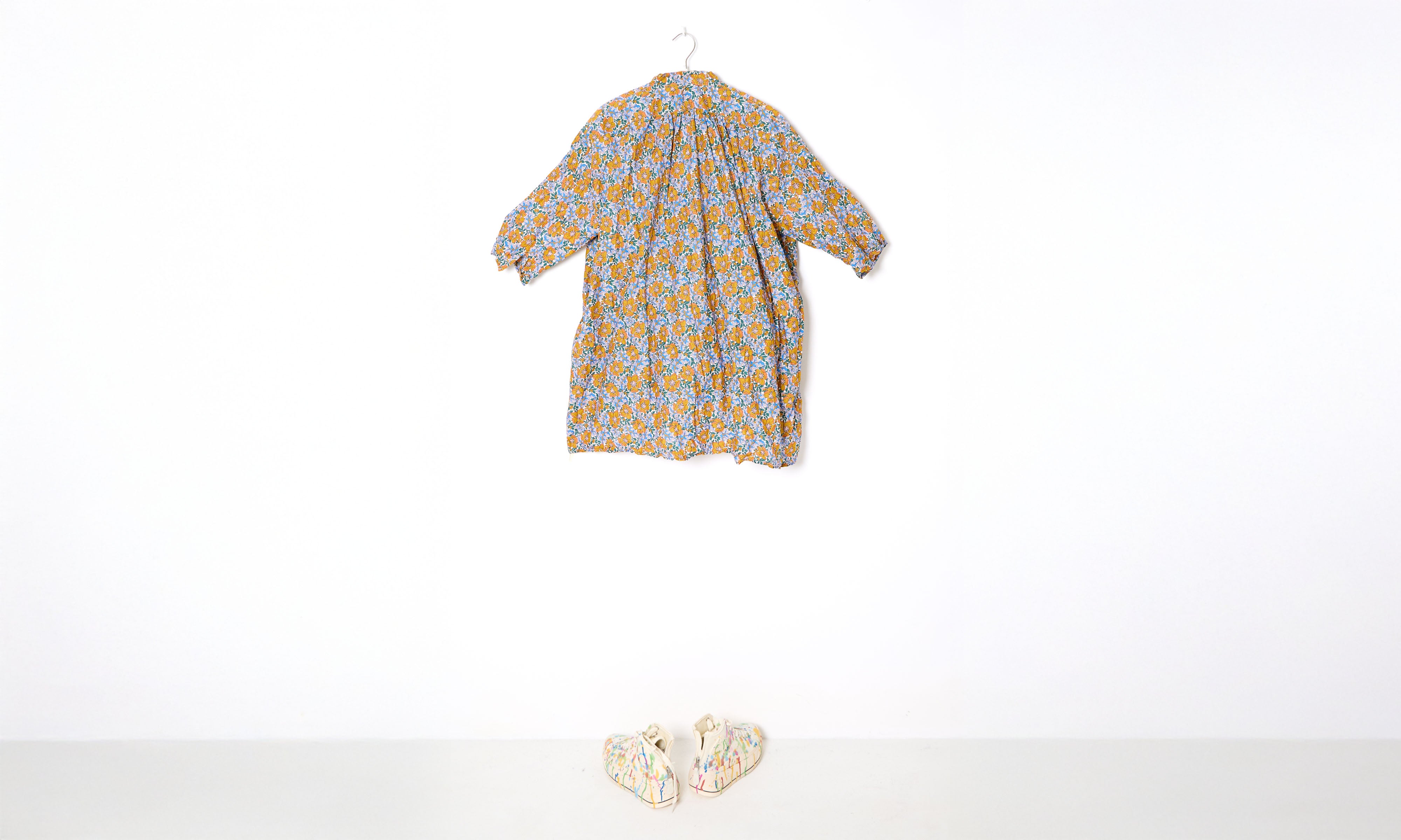 Floral Yellow/Blue Print Cotton Short Tunic