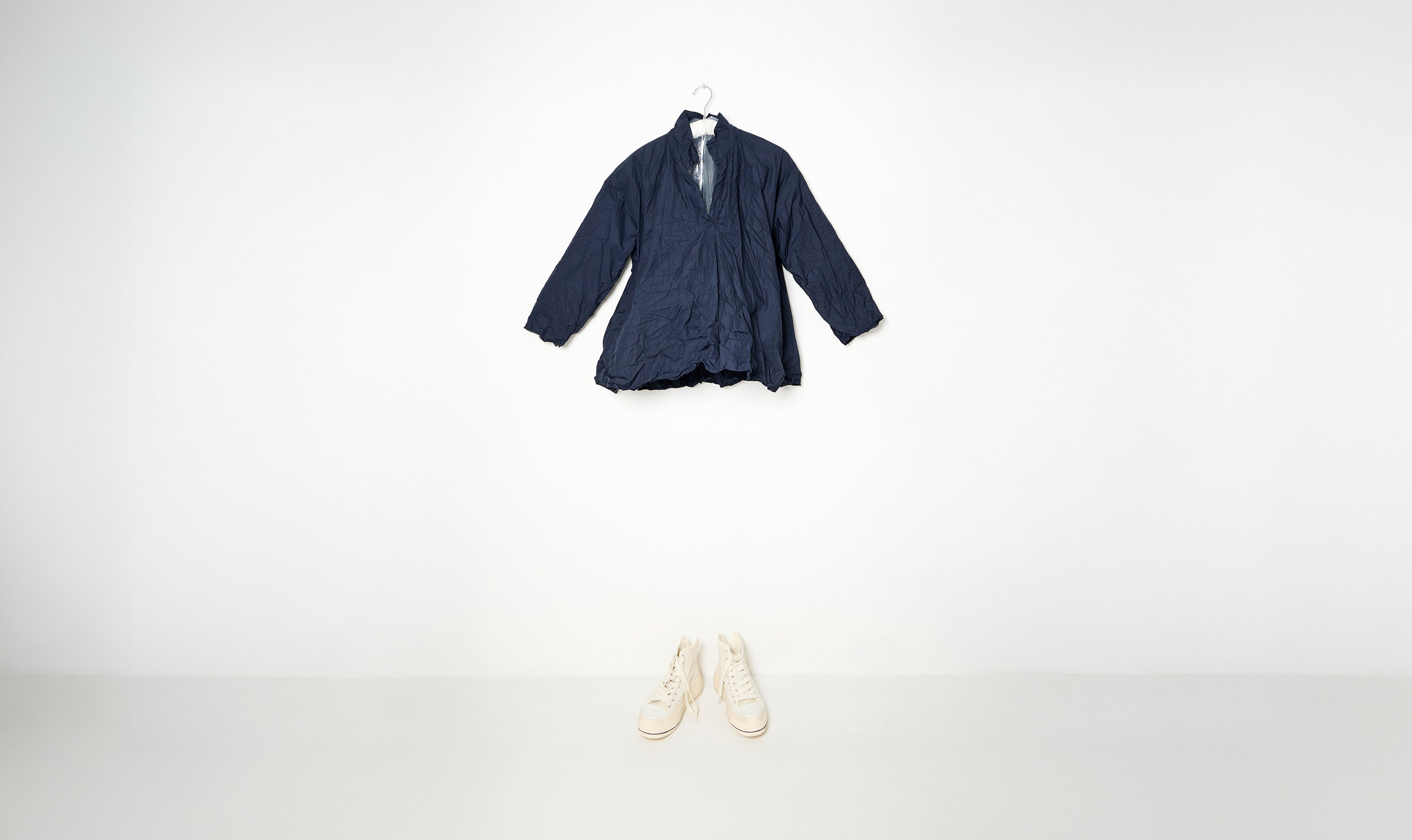 washed crinkled blue cotton shirt