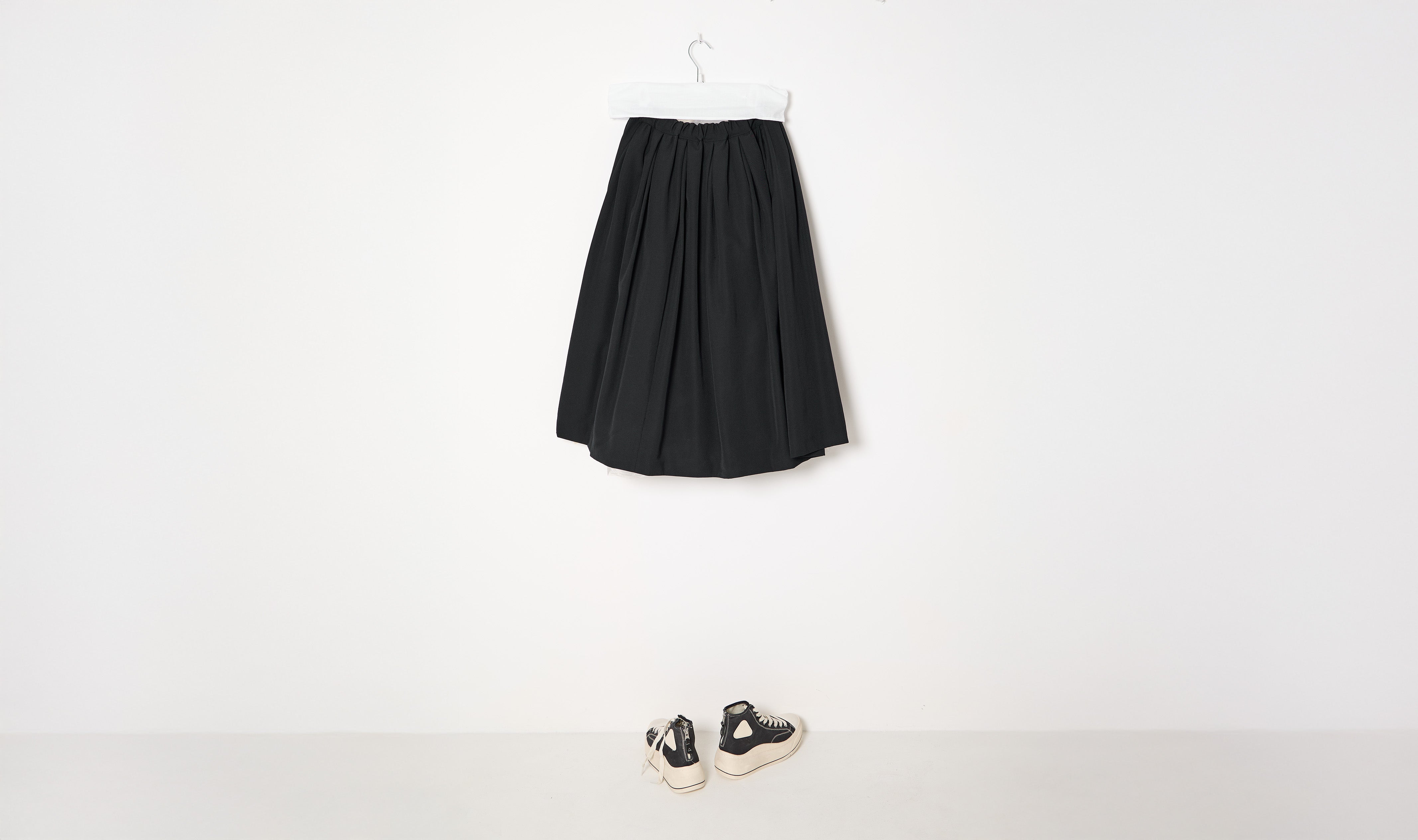 Black Wool Cargo Skirt