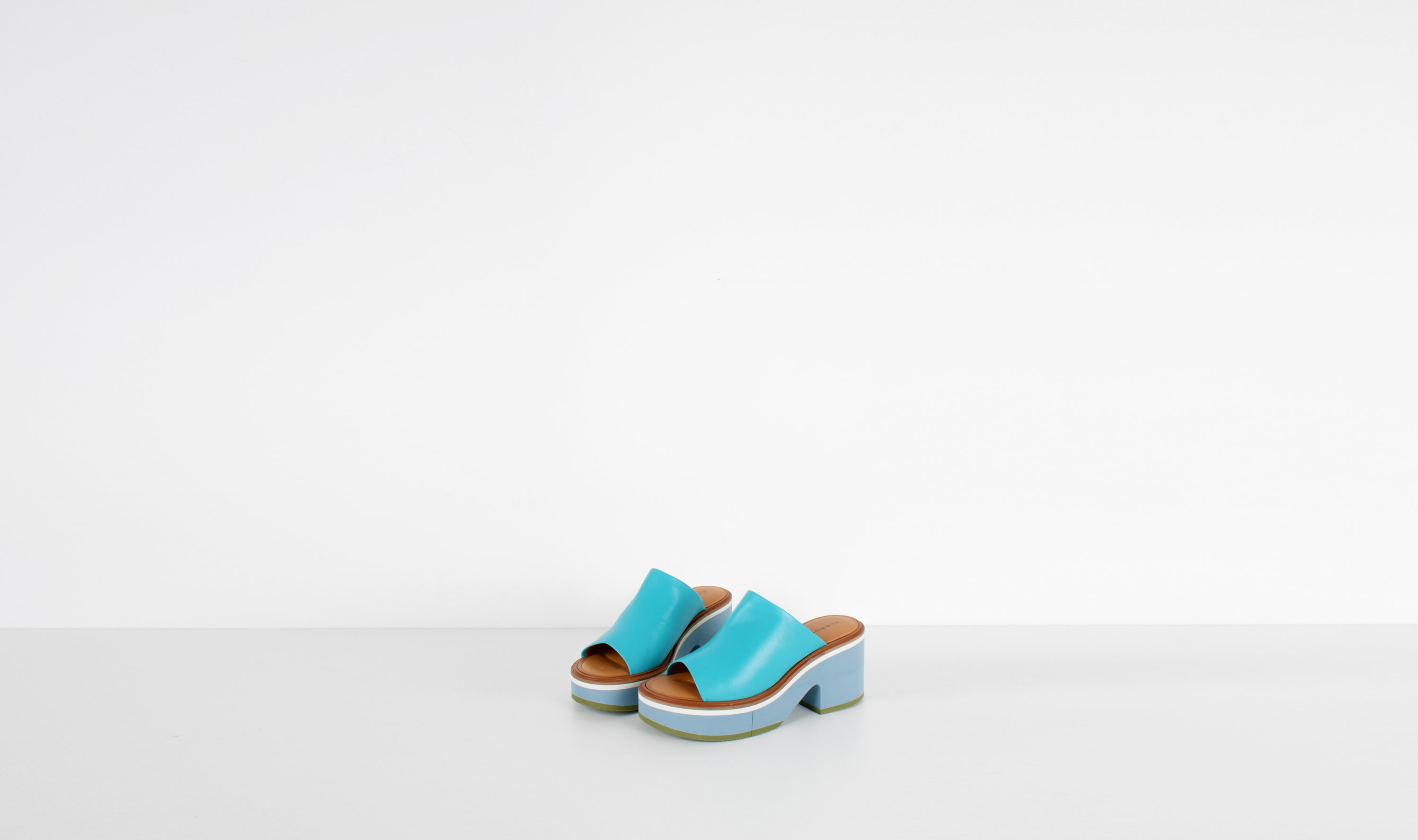 turquoise leather slippers