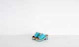 turquoise leather slippers