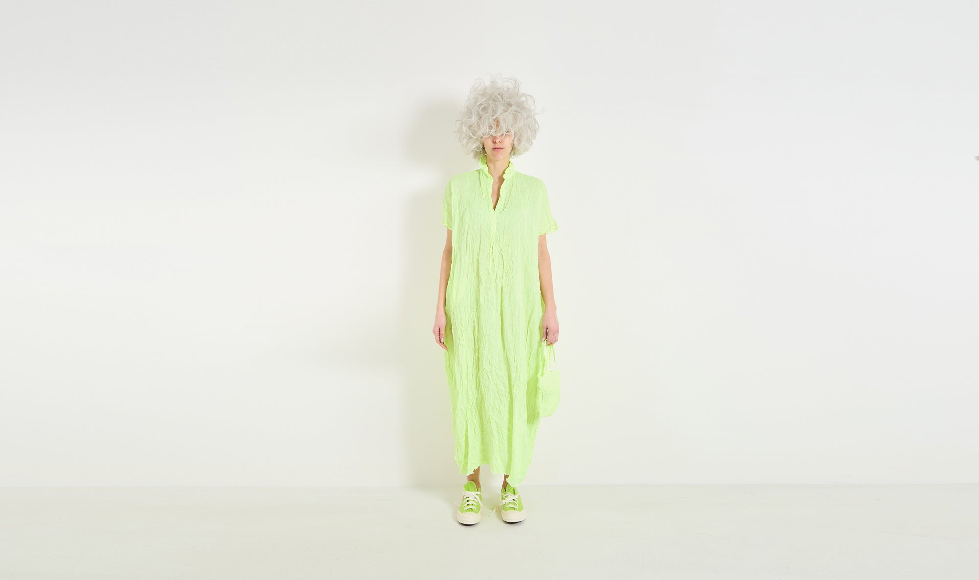 green fluo linen dress