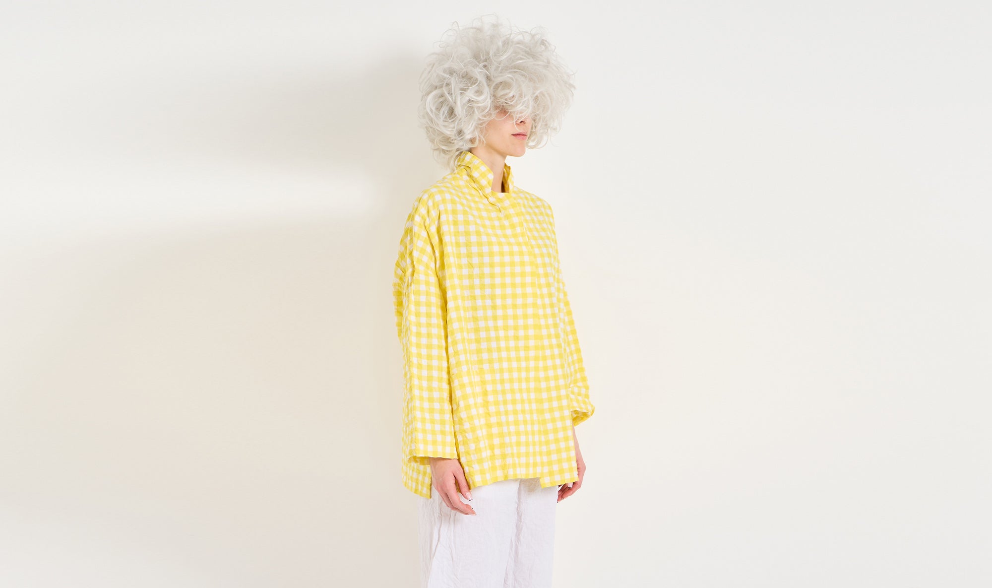 white yellow check cotton