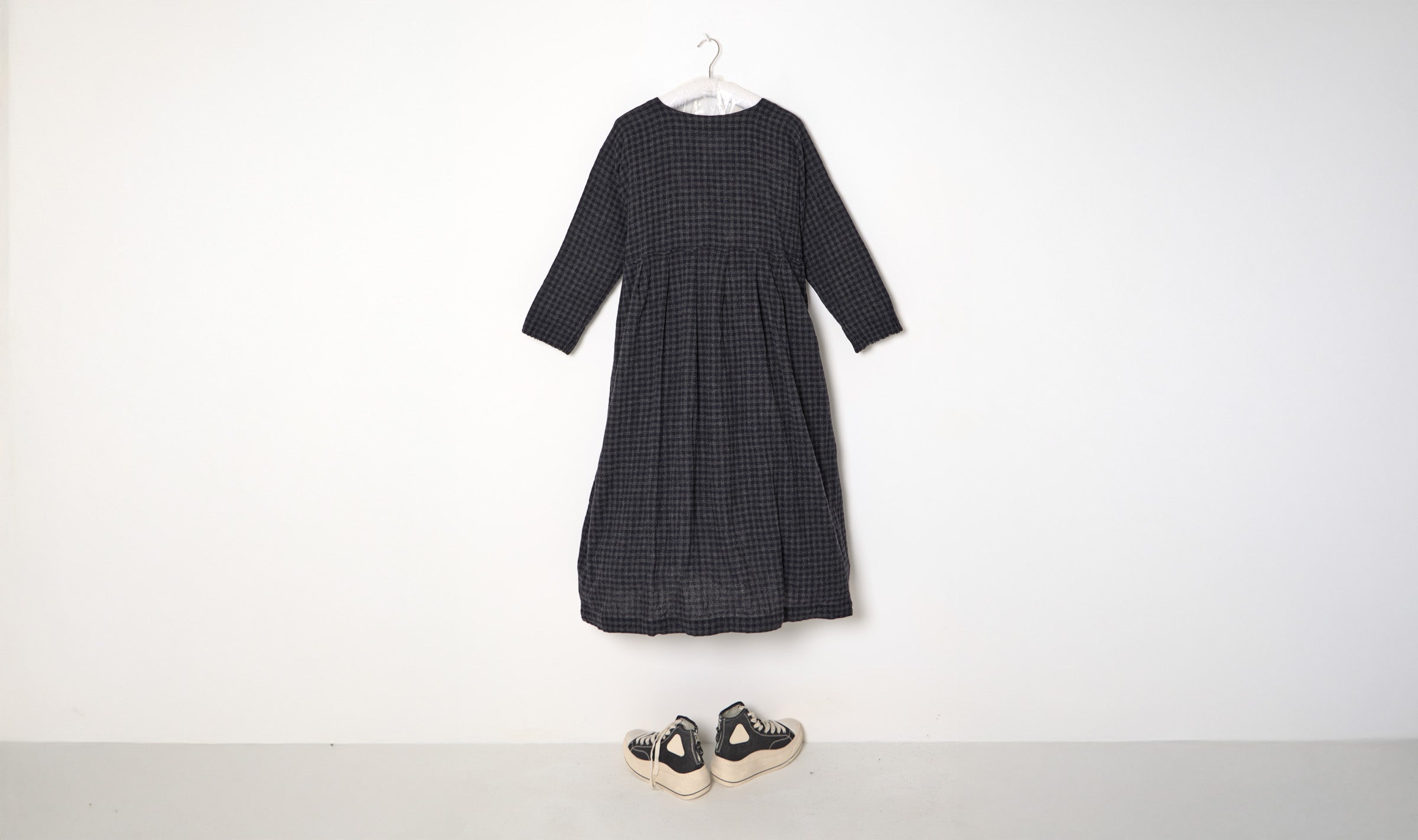 Wool Check Long Dress