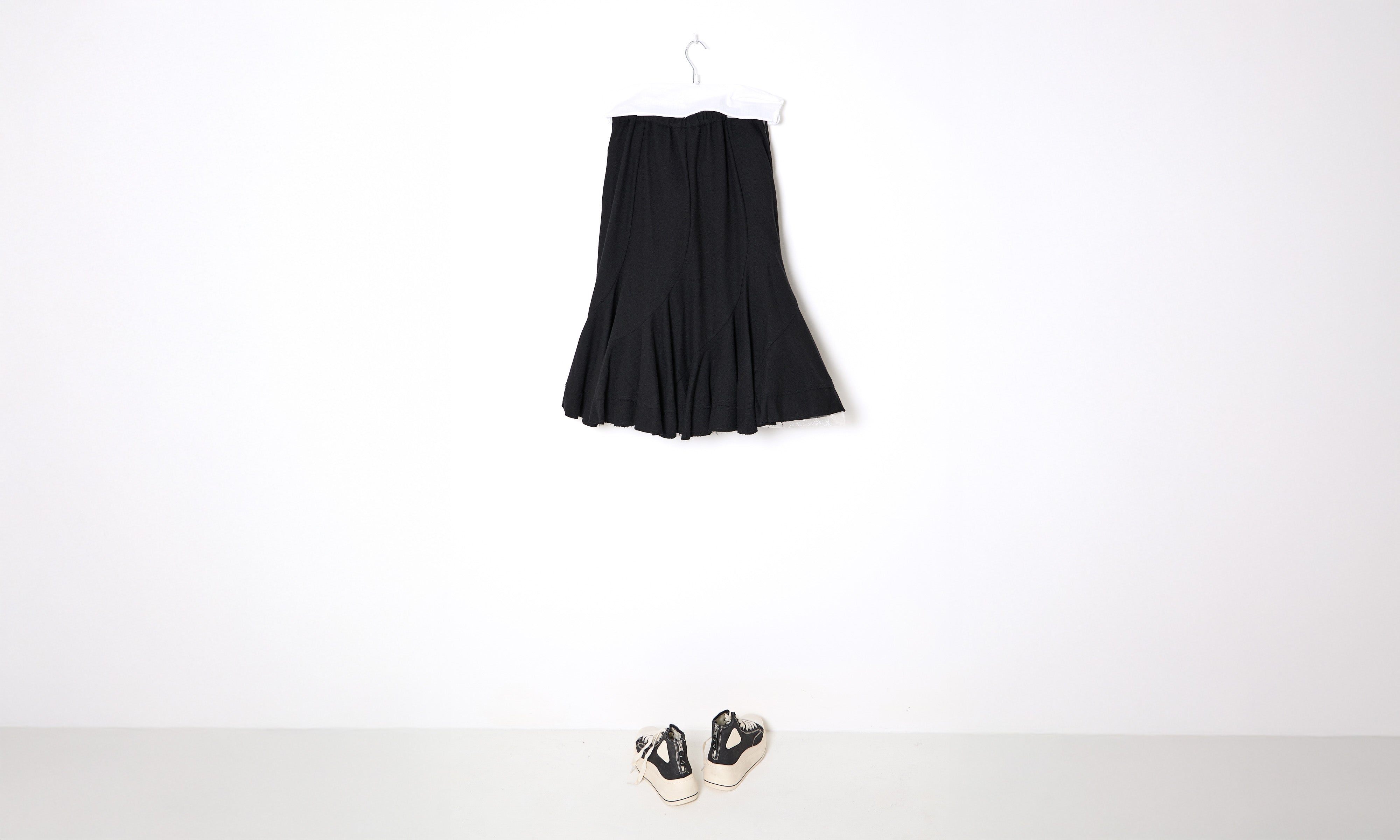 Black Wool Twisted Skirt