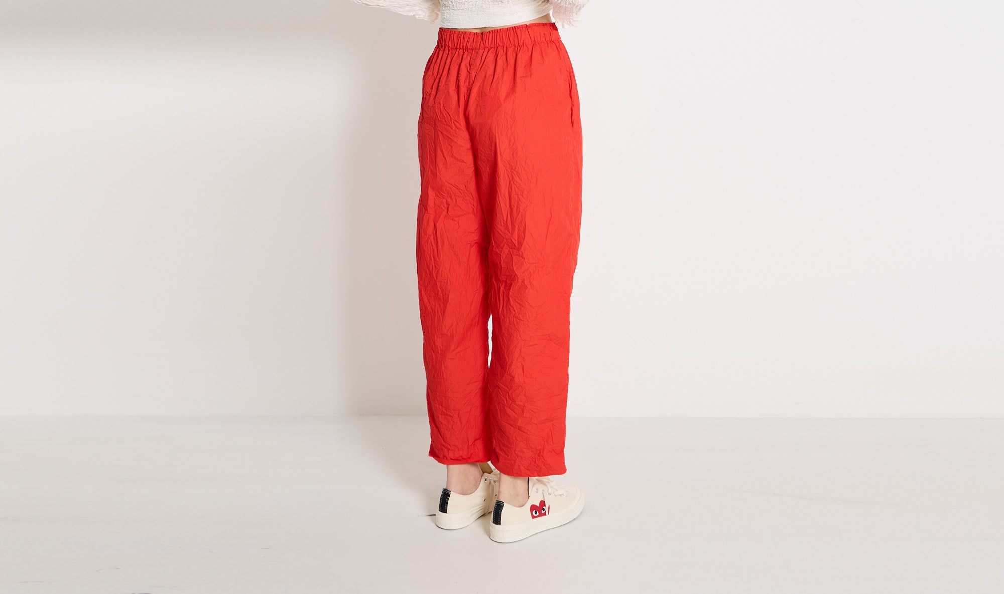 red cotton trousers