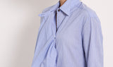 blue stripes asymmetrical cotton shirt