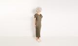 khaki plissé dress