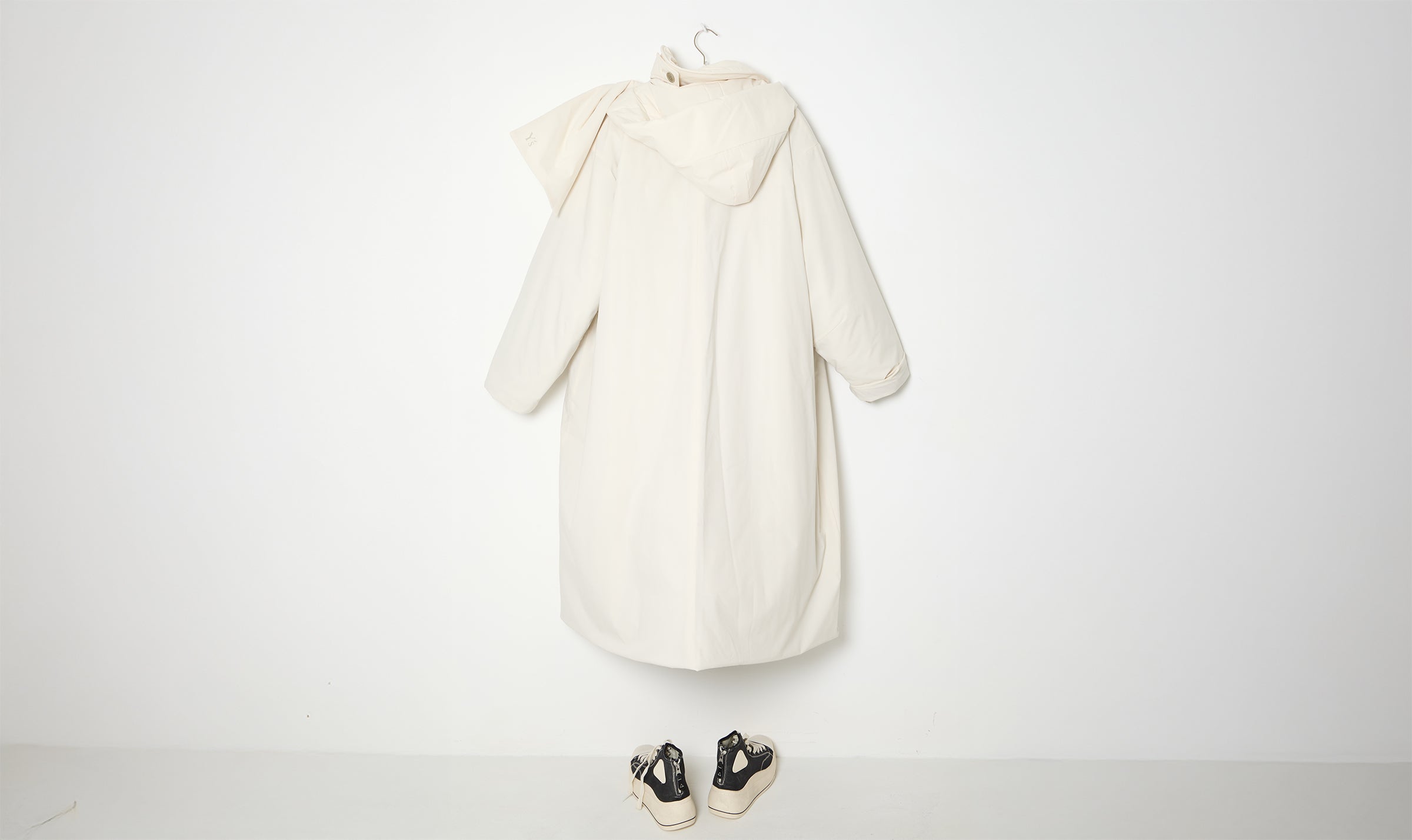 soft off white padded trench coat