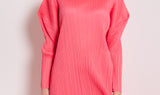 pink plissé dress