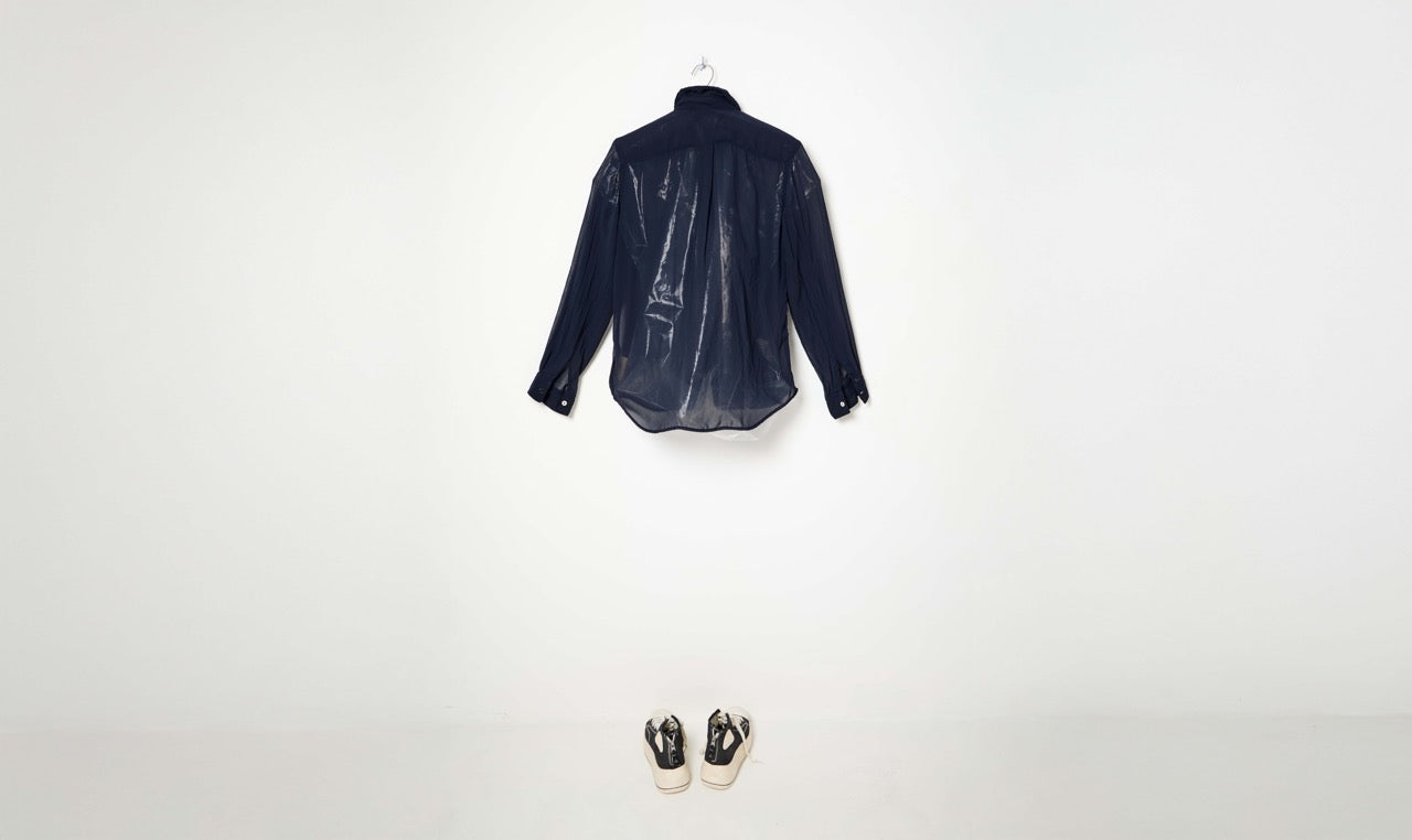 navy blue poly crepe light shirt