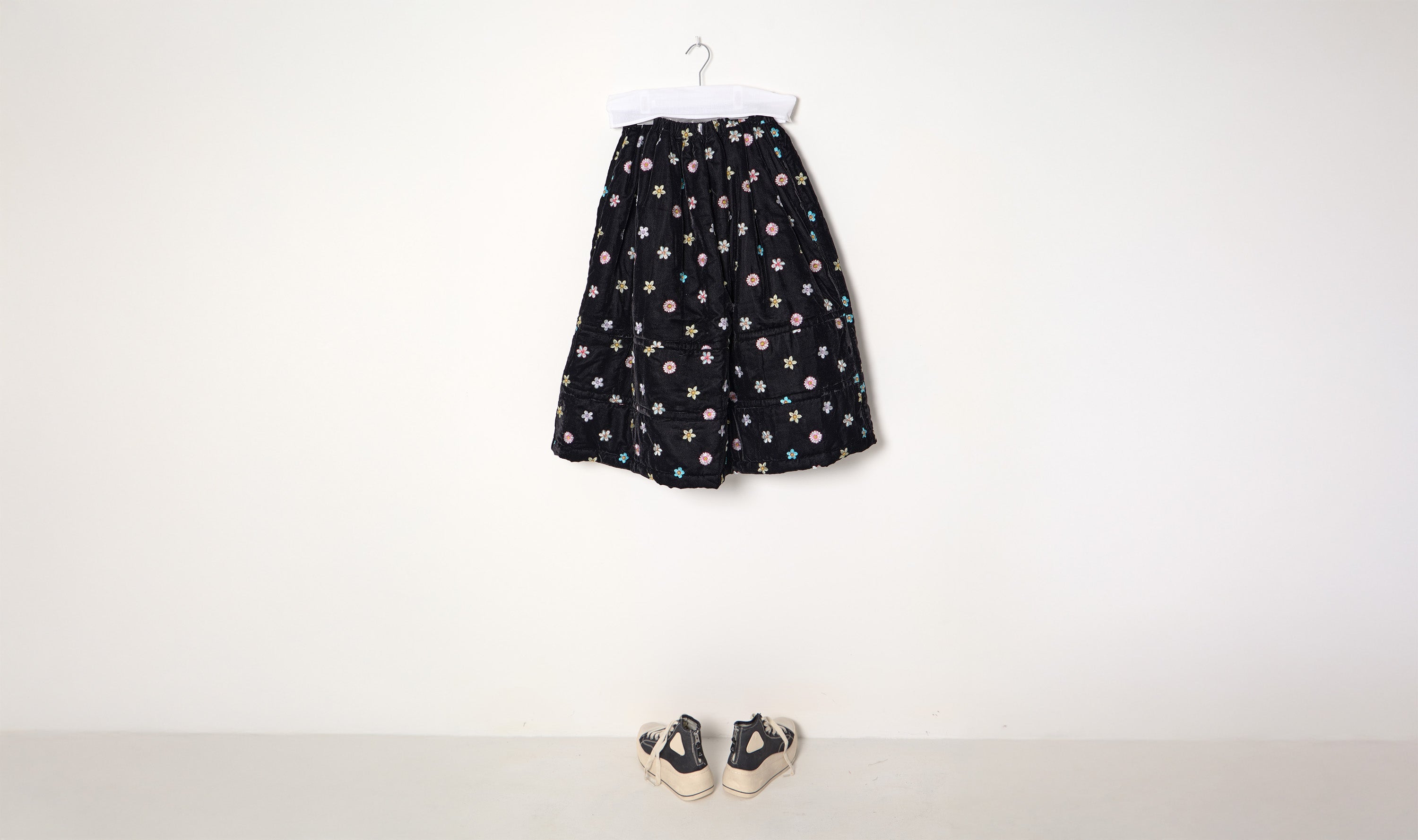 Embroidered Black Velvet Skirt