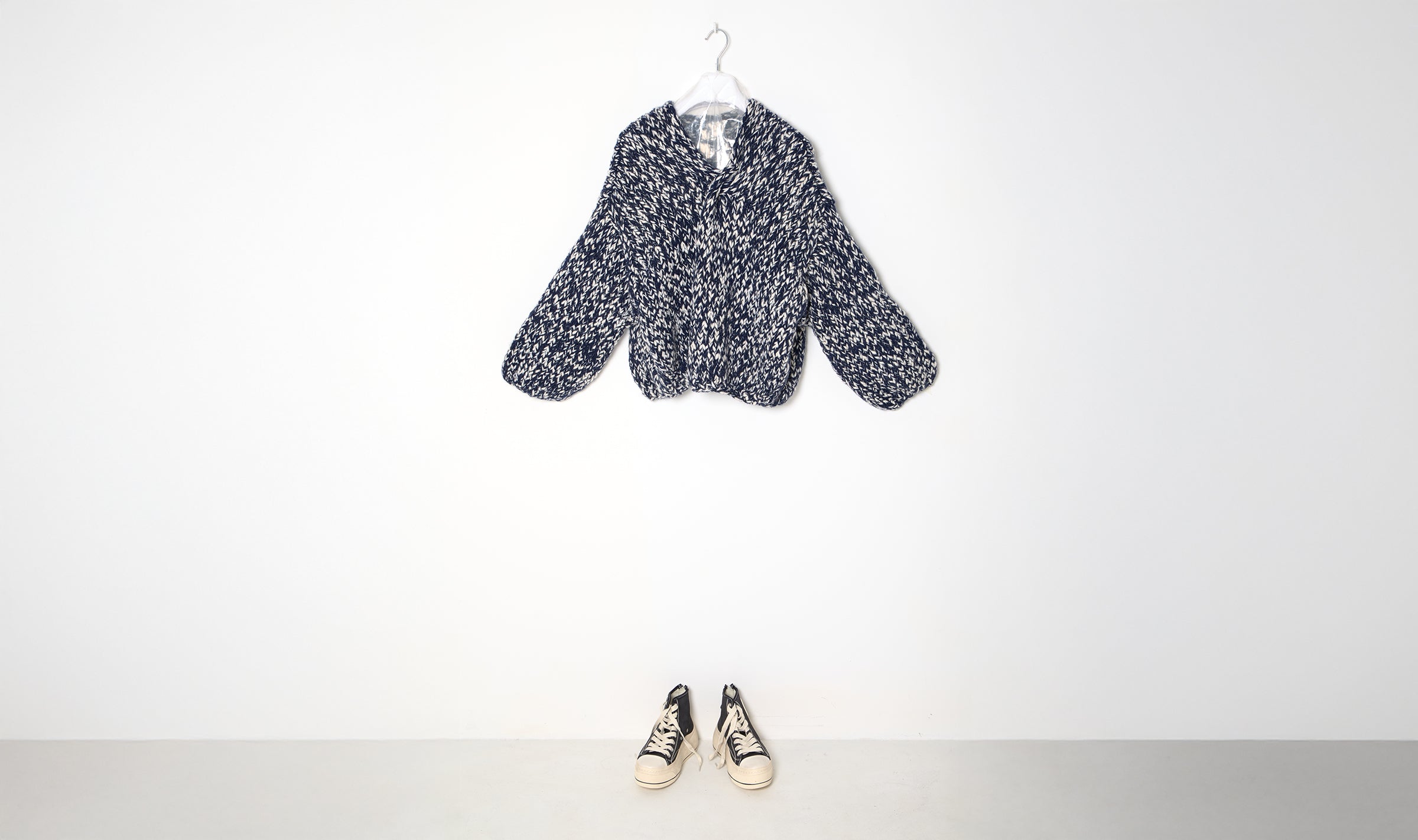 blue white melange cardigan