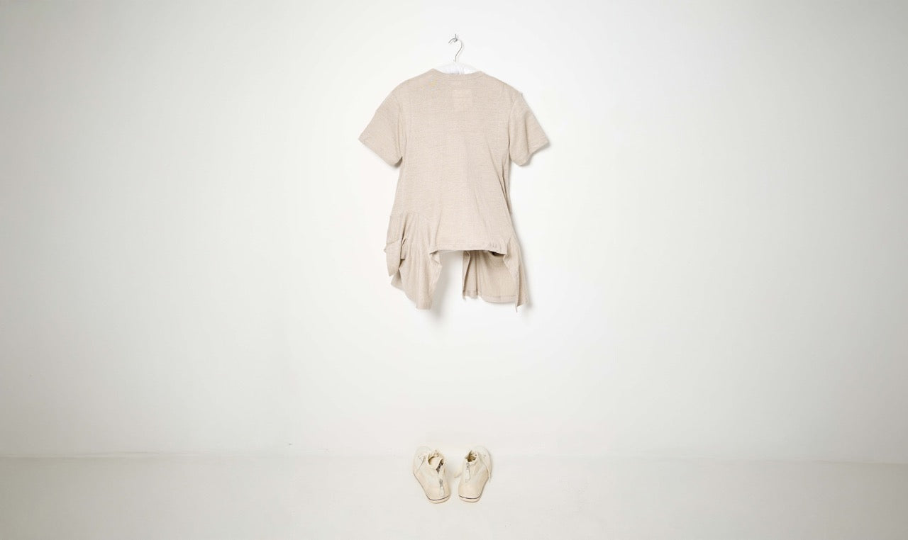 ecru linen draped t-shirt