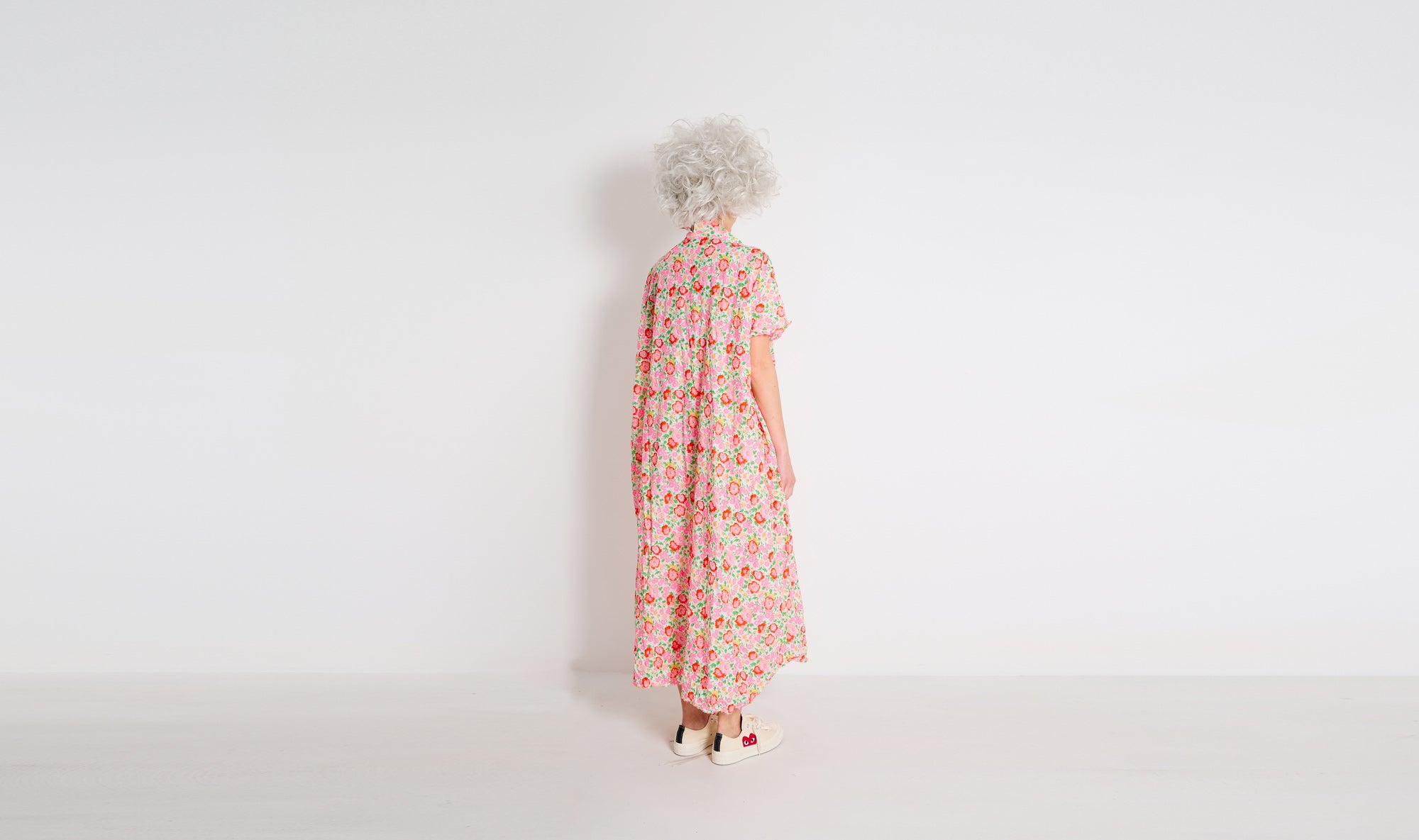 red pink flowers cotton dress