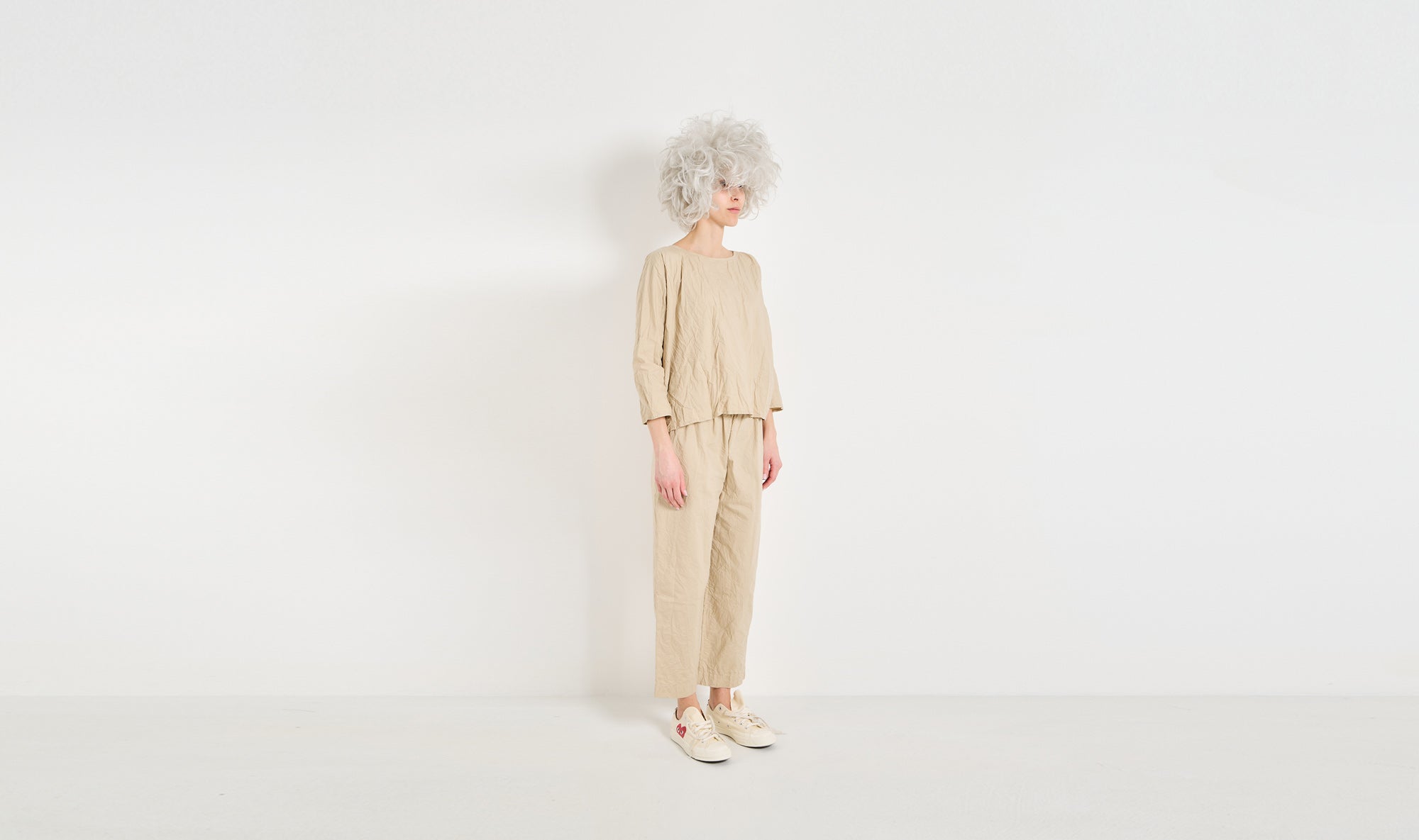 beige cotton tunic trousers