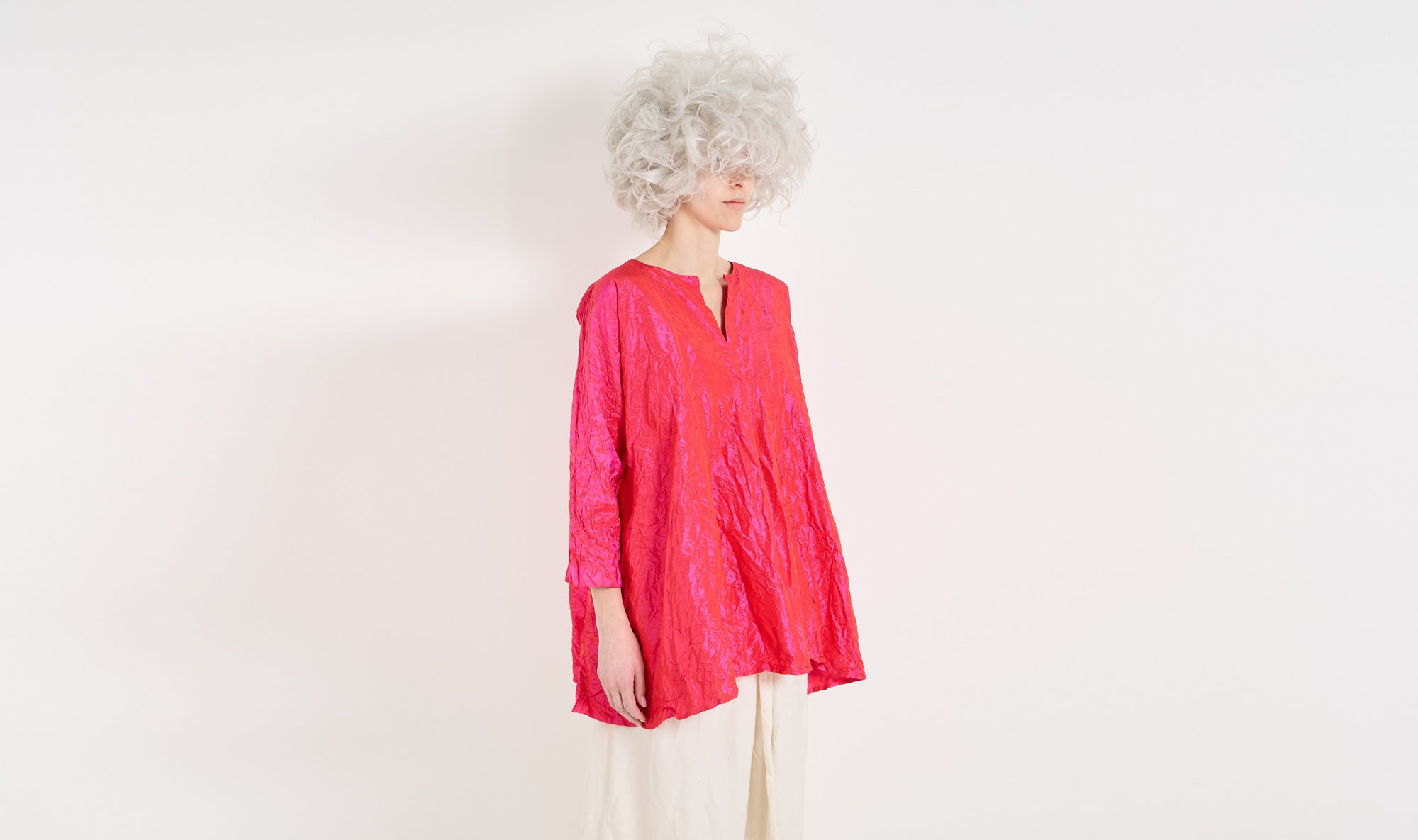 red fuchsia silk tunic