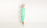 mint green plissé dress