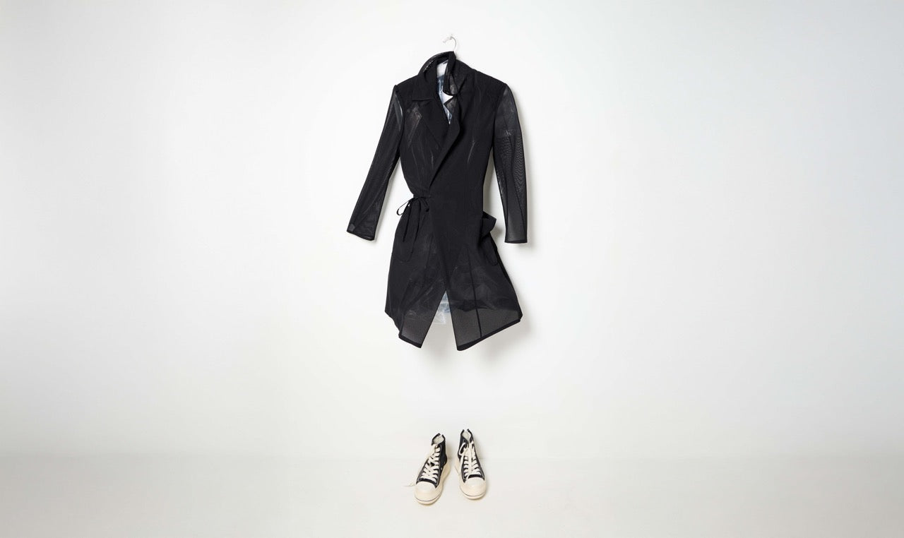 black fluid see-through jacket