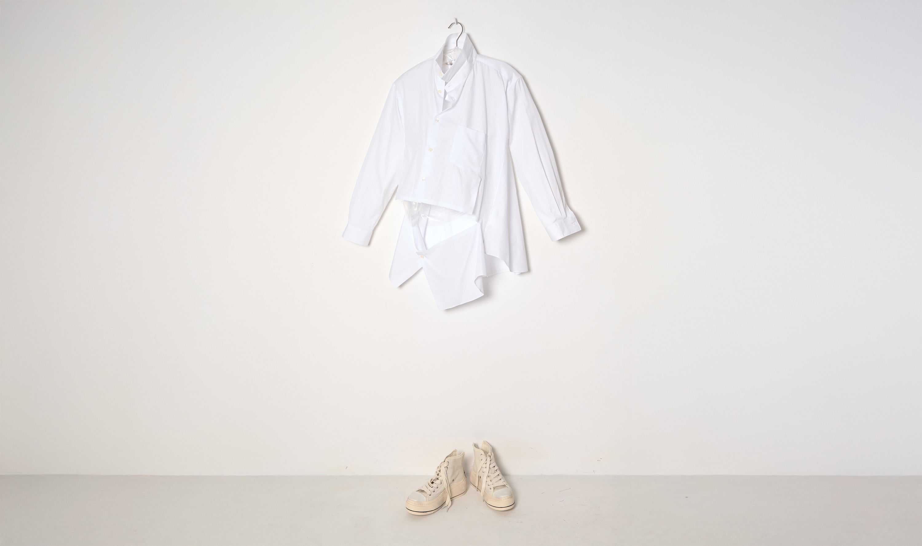 Asymmetrical White Cotton Shirt