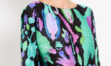 green purple polyester plissé tunic