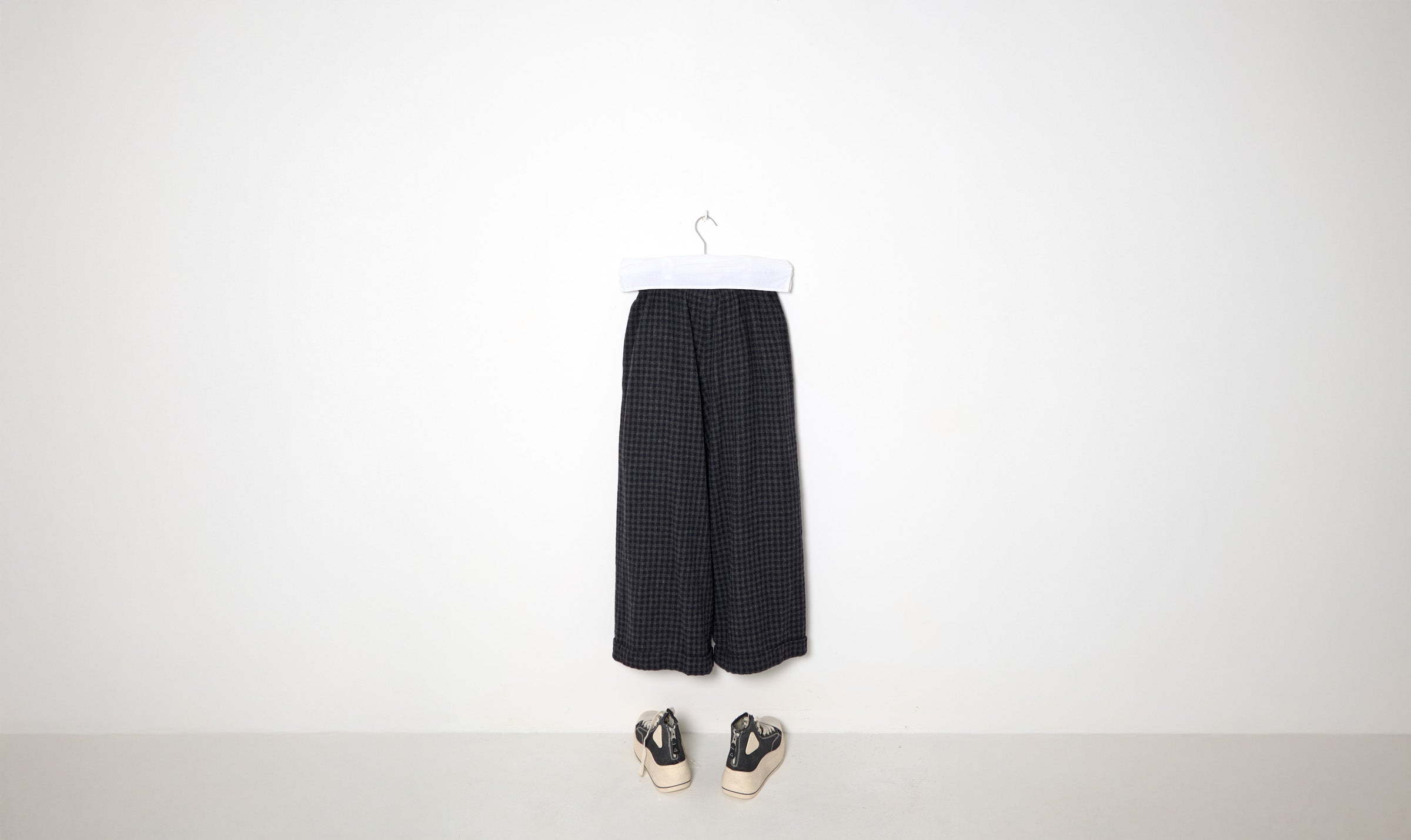 soft blue anthracite check trousers