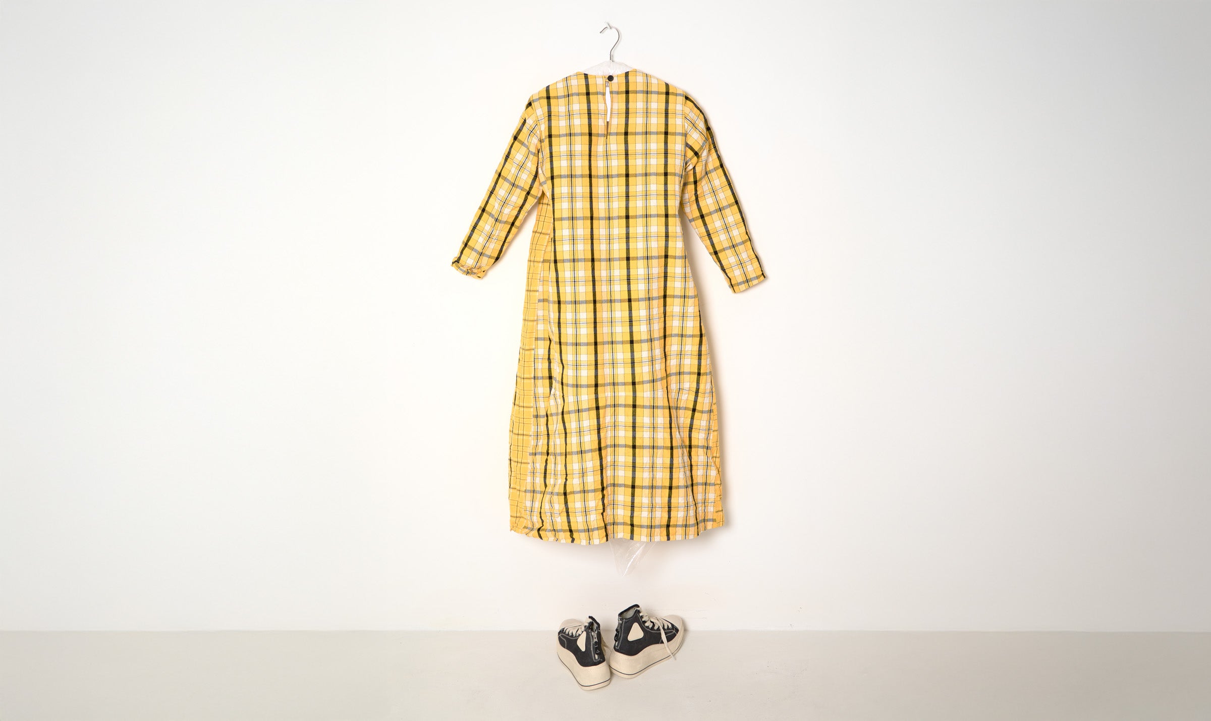 Long Yellow/Black Tartan Dress