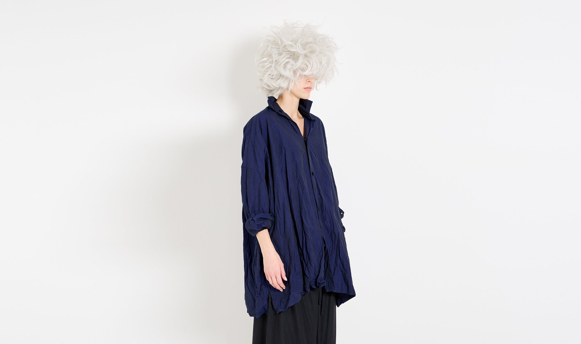 blue cotton oversized shirt