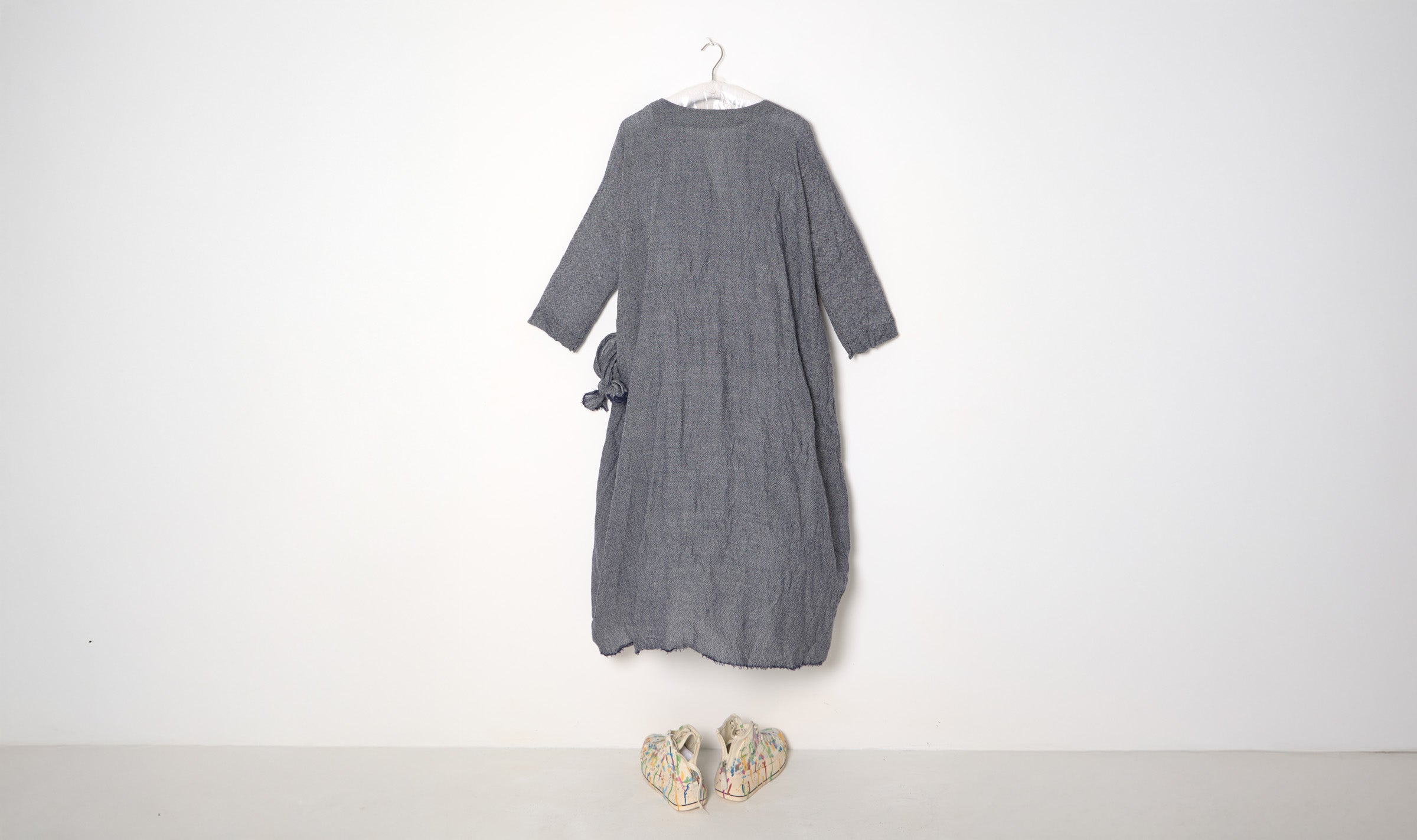 Gauze Wool Grey Long Dress