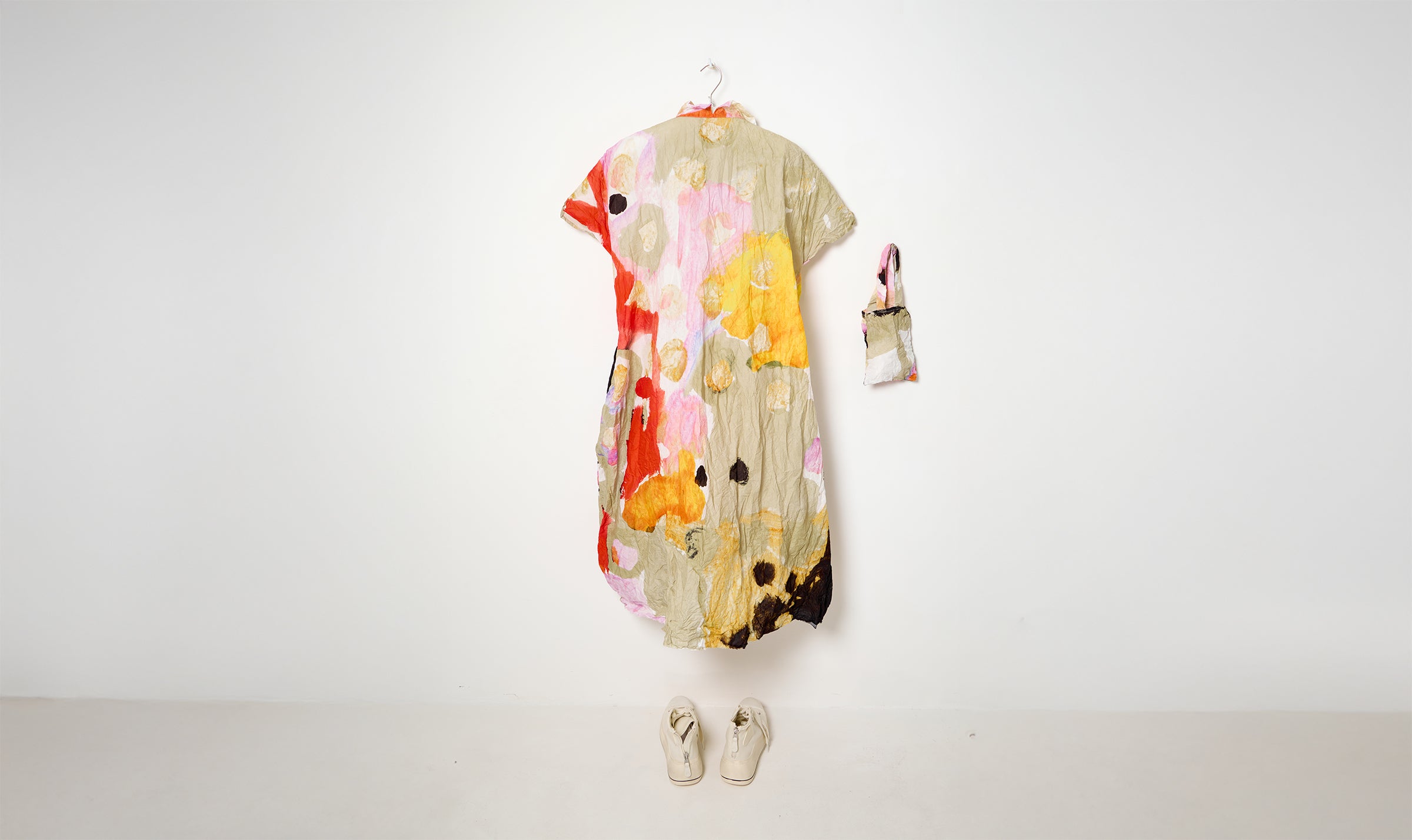 washed abstract print cotton dress
