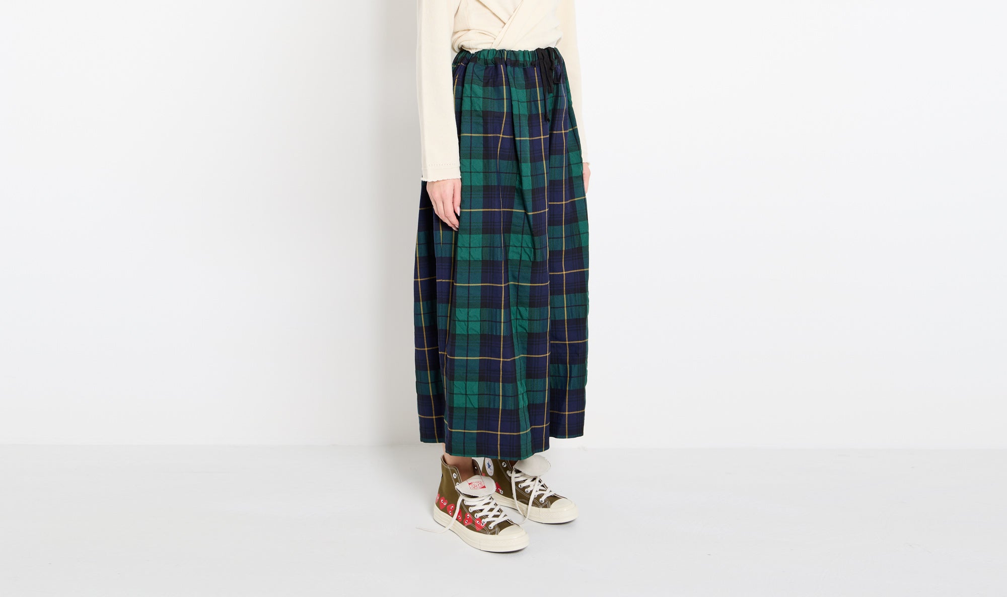 navy green tartan trousers