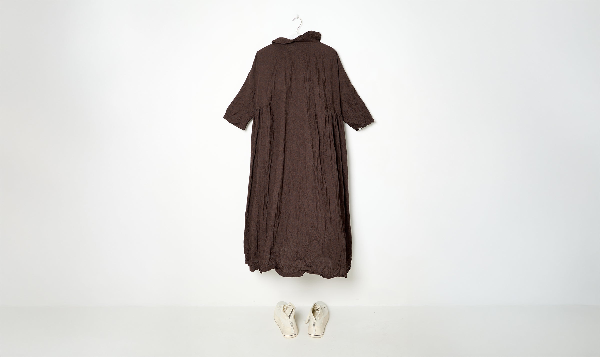 washed cotton brown/curcumin dress
