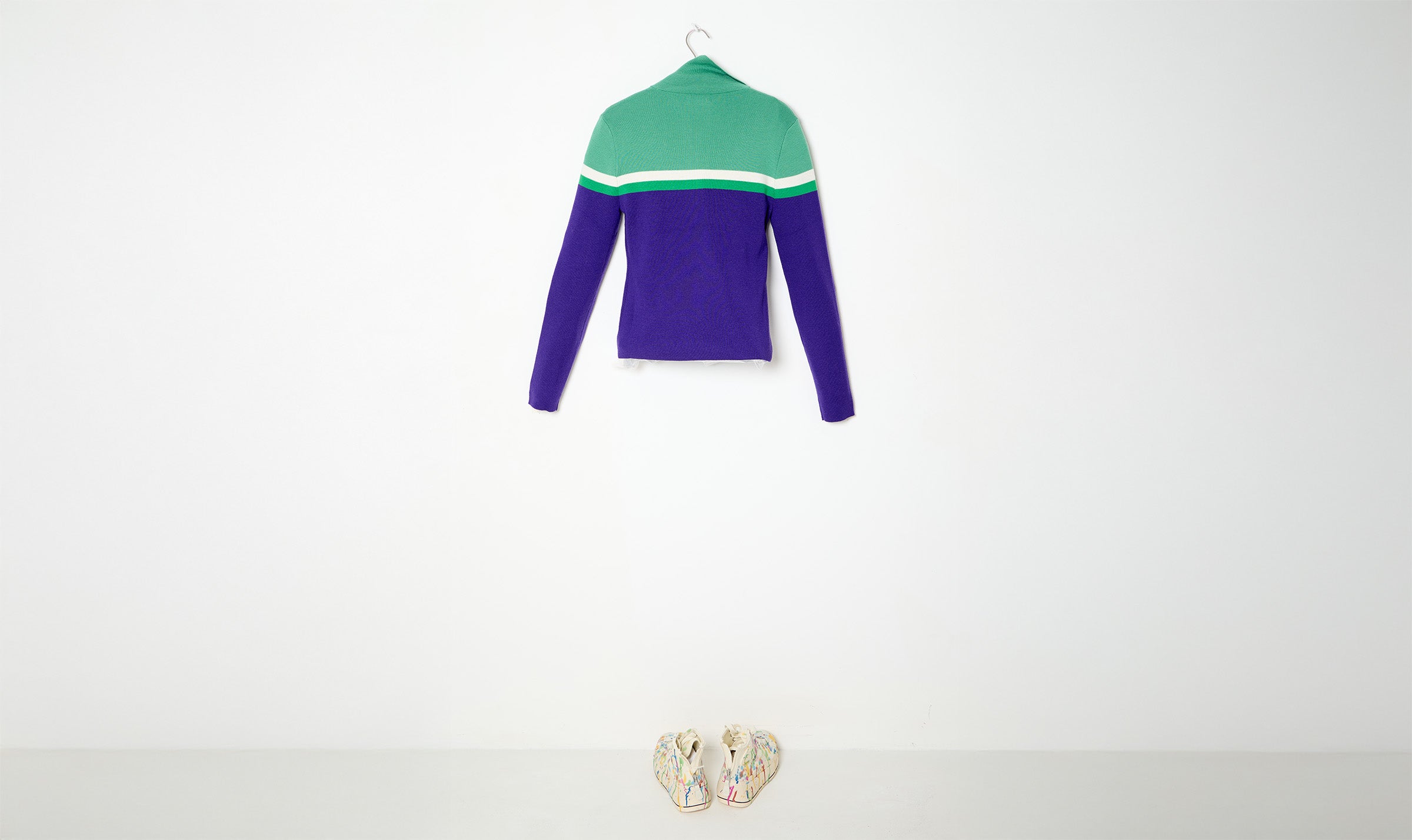 purple green merino wool zipped sweather