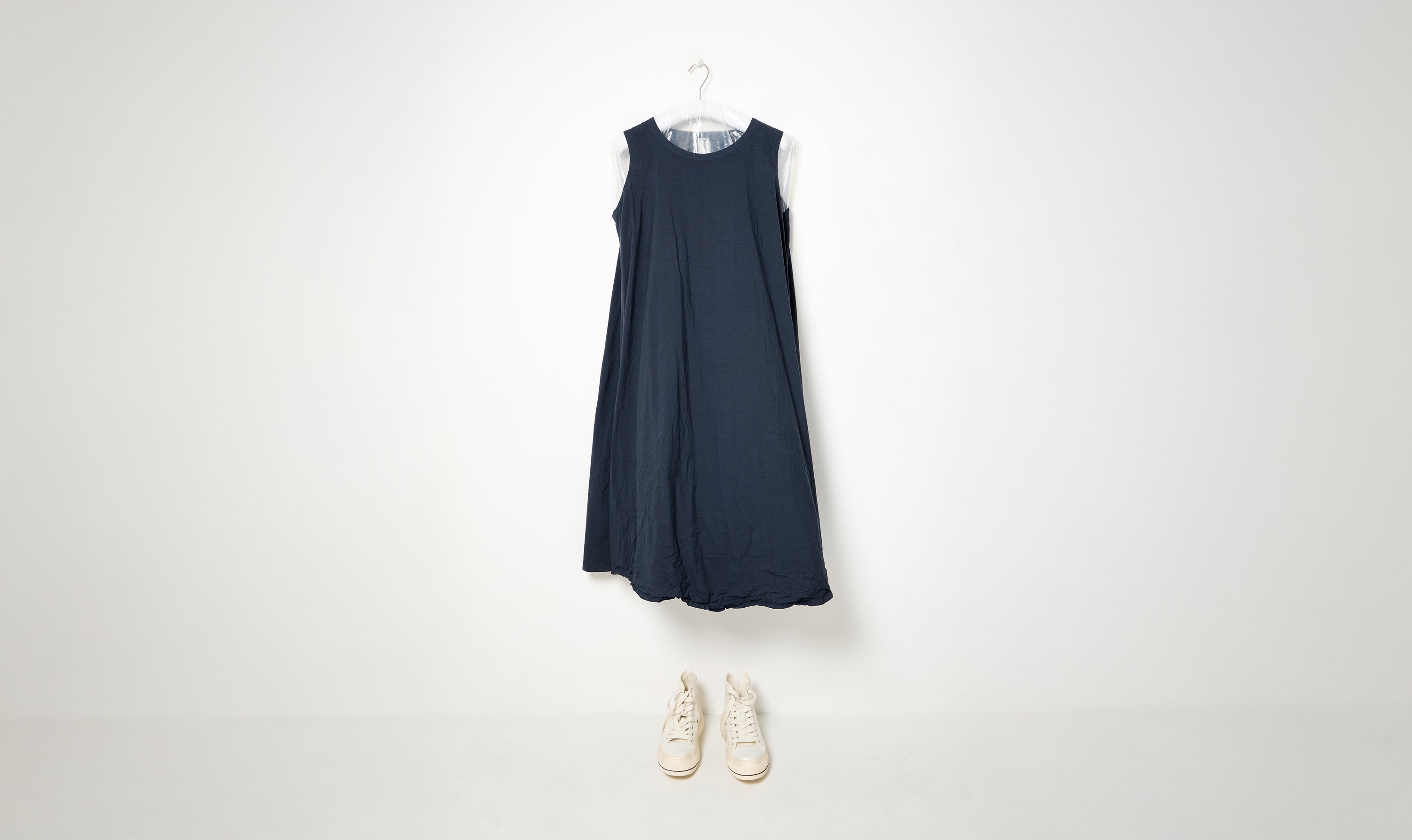 blue navy round neck sleeveless dress