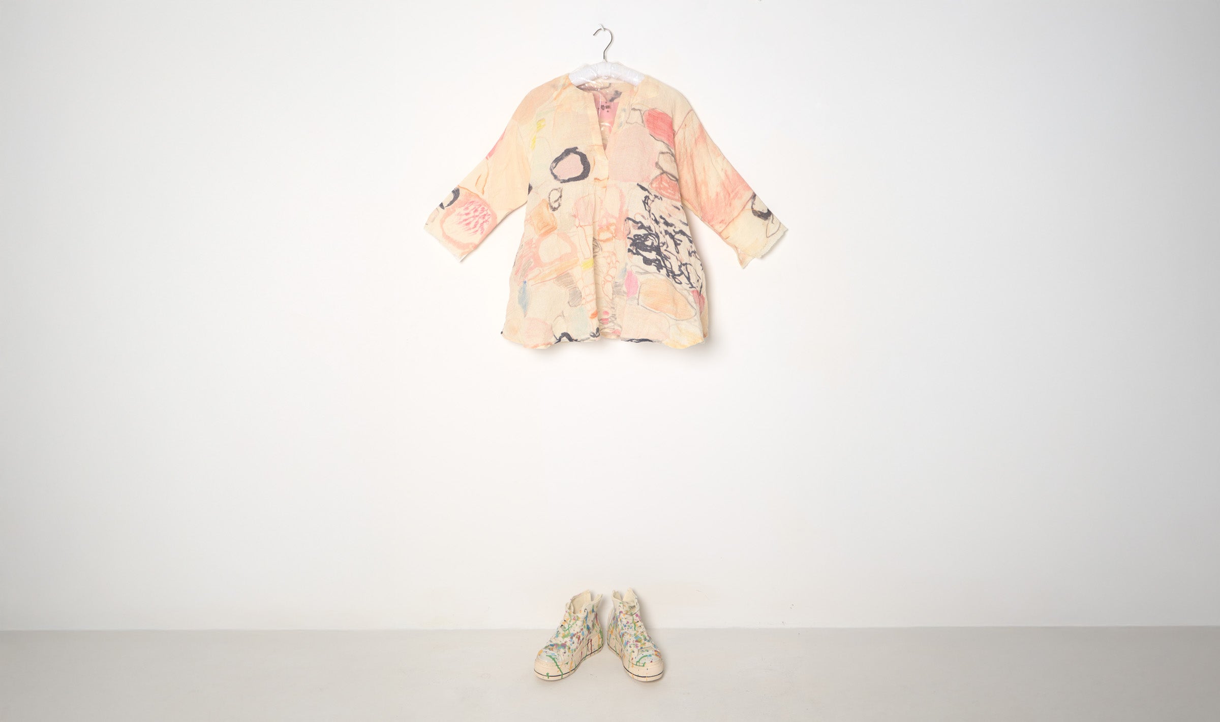 Abstract Print Wool Gauze Blouse