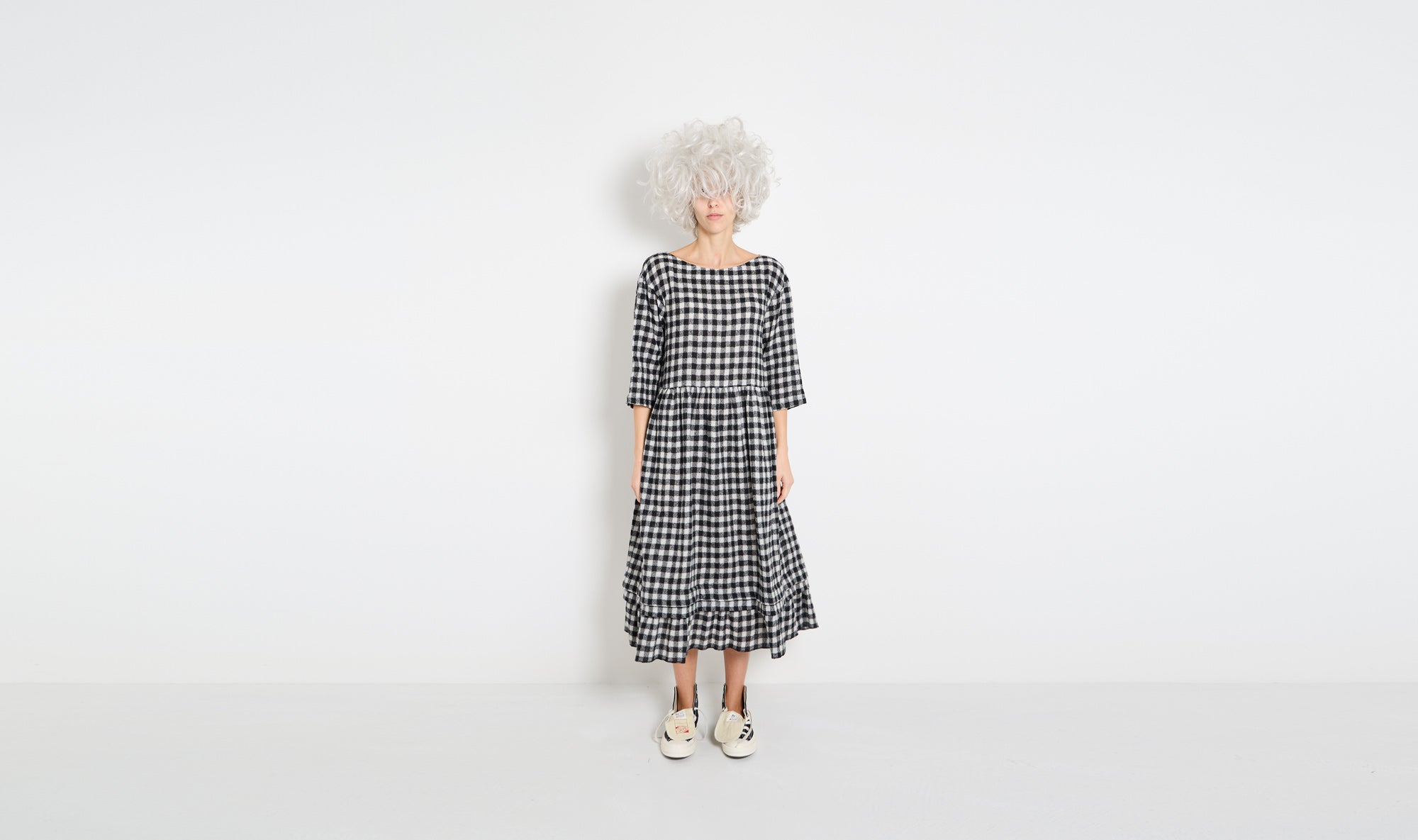 black check wool dress