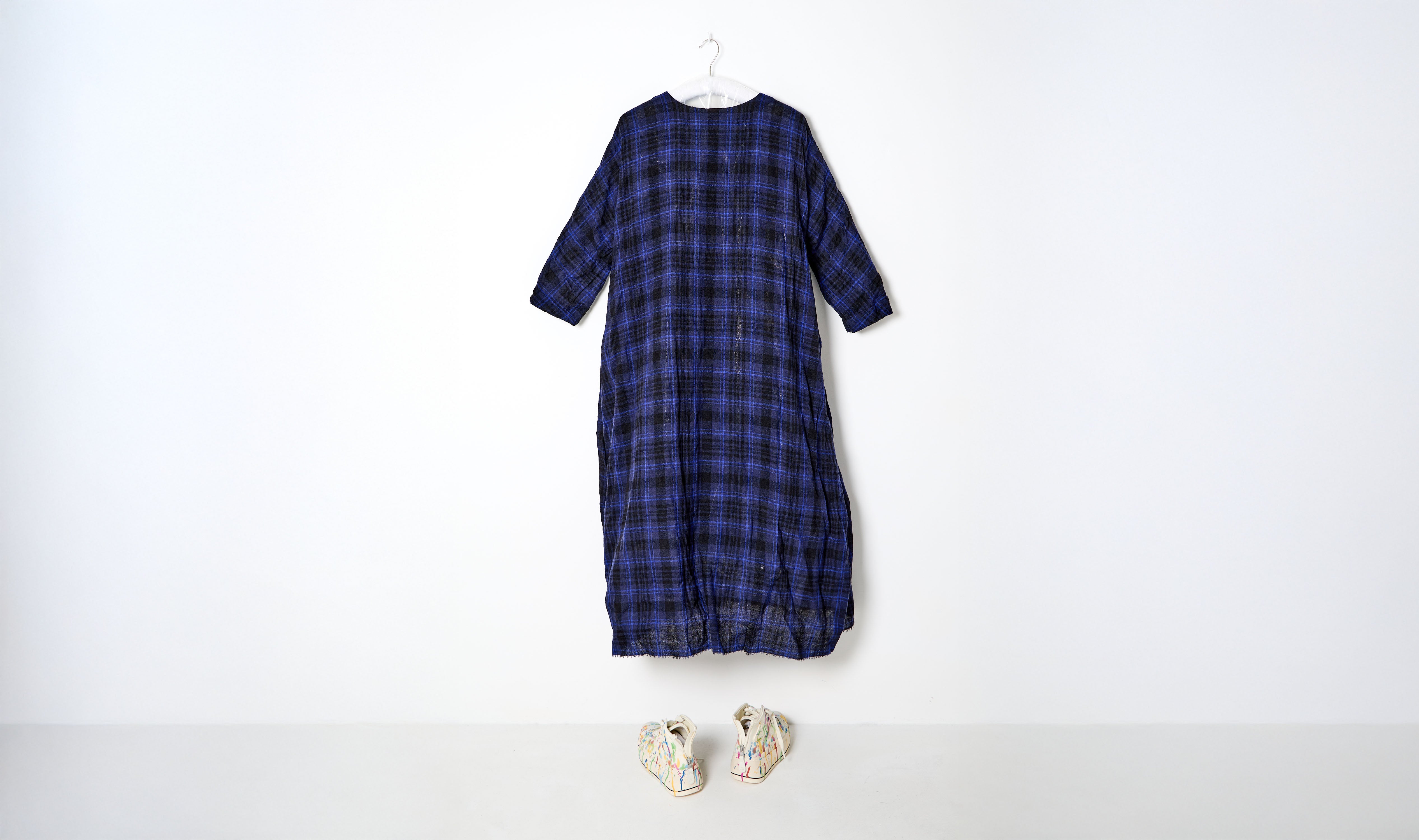 Blue Chine Long Tartan Dress