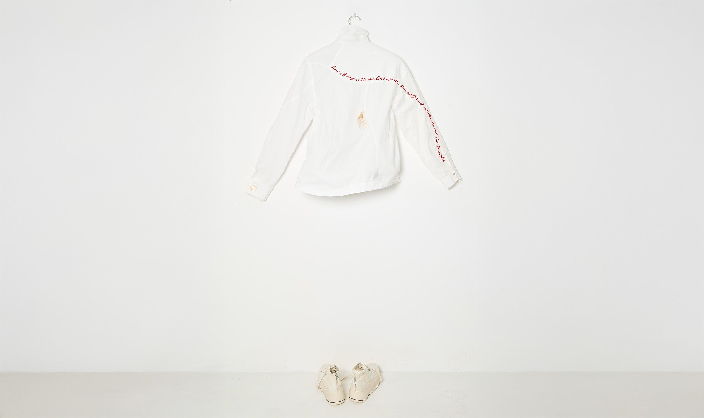 white cotton embroidered shirt