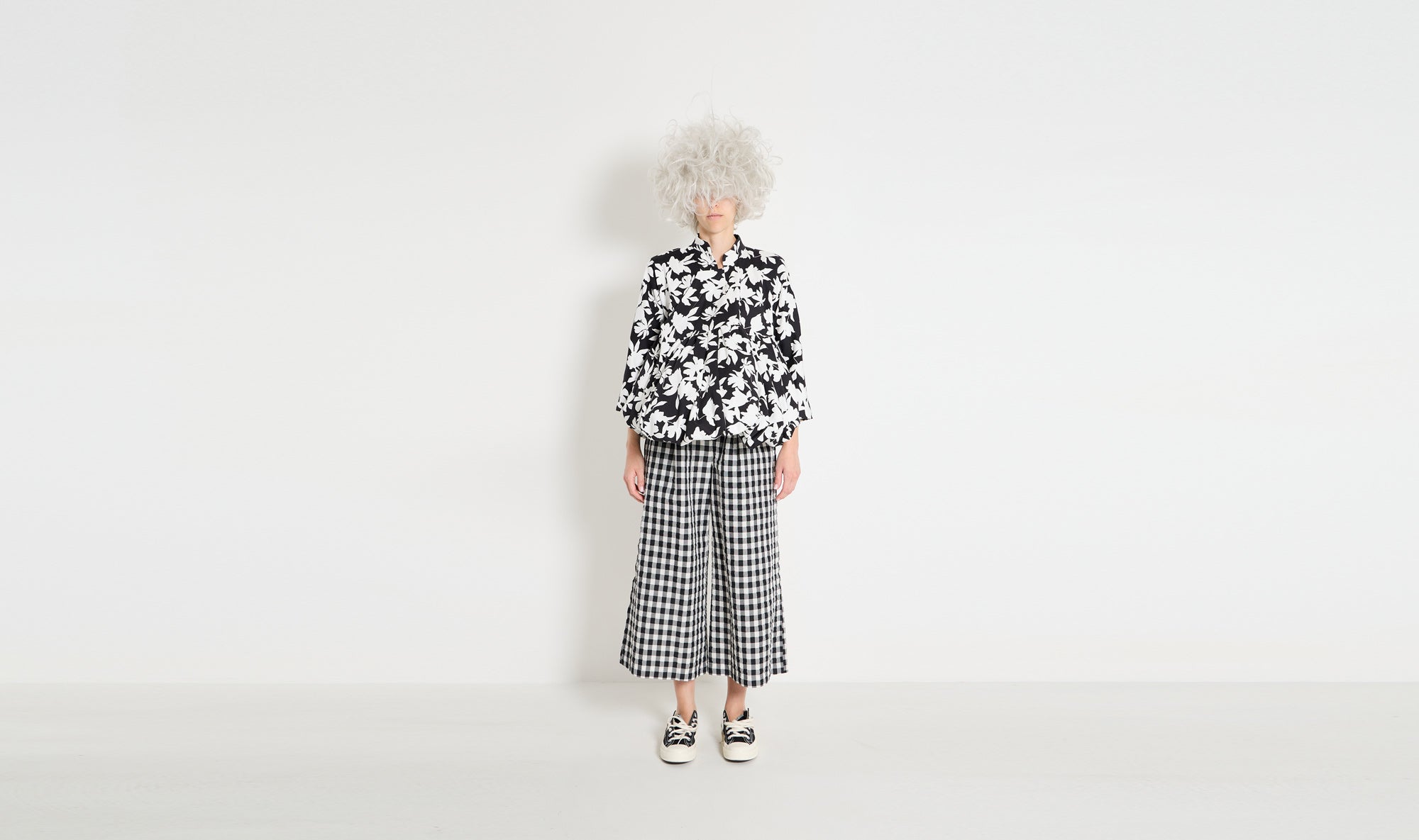 white flowers flared jacket