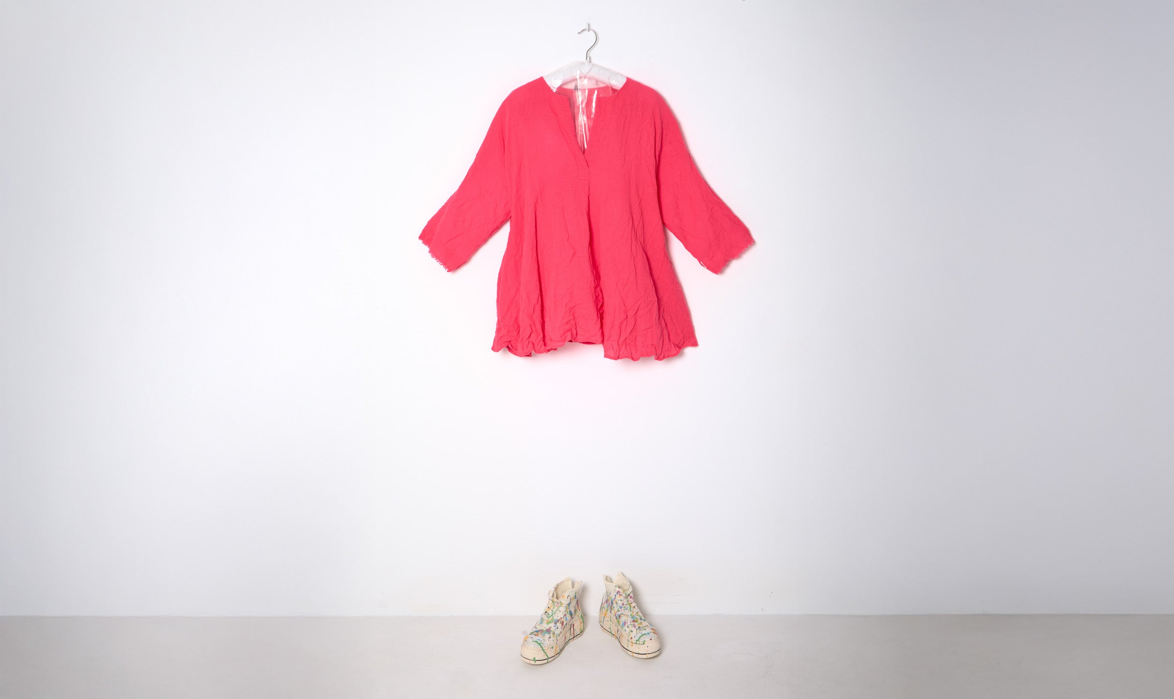 fucsia wool gauze flared tunic
