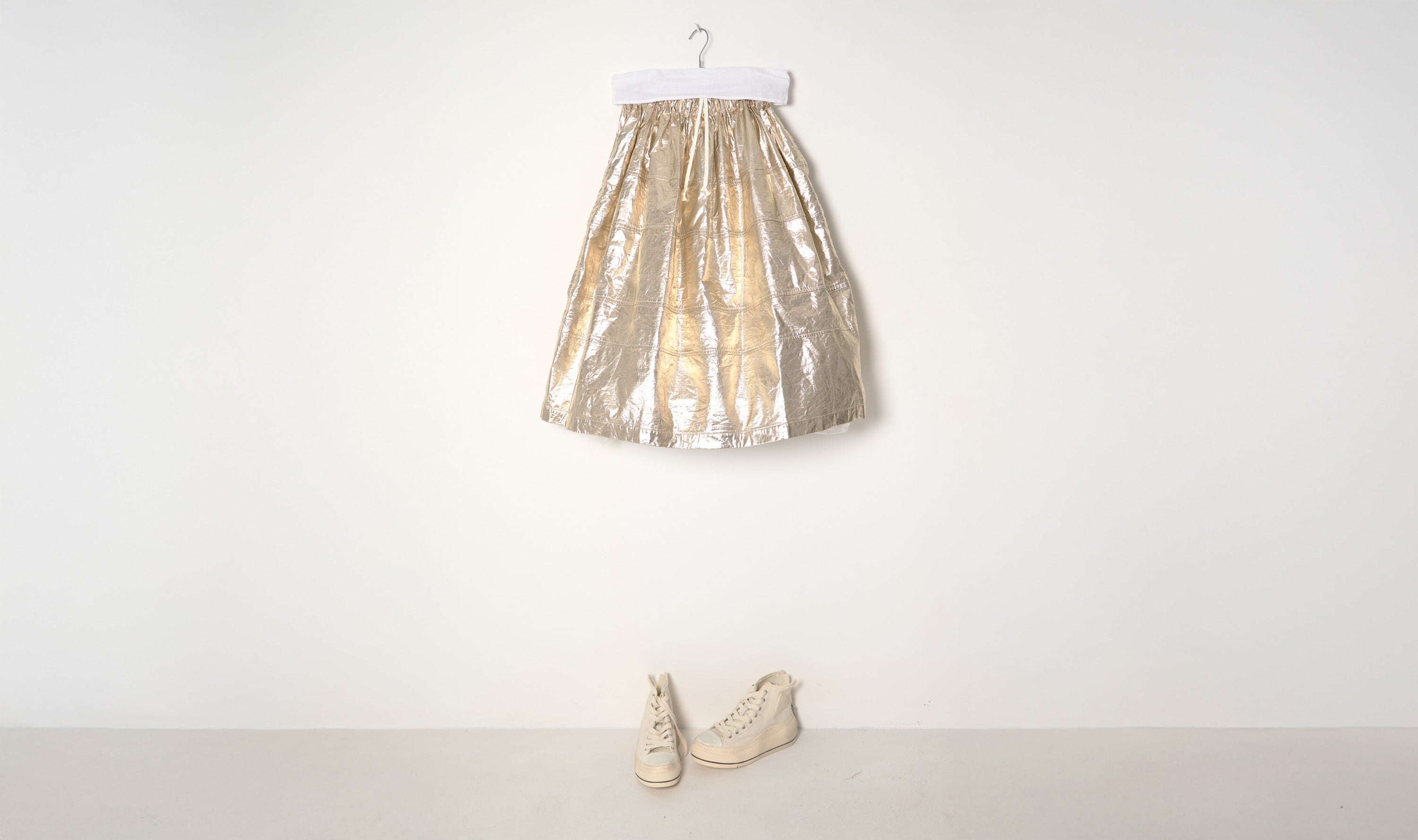 Pale Gold Waxed Cotton Skirt