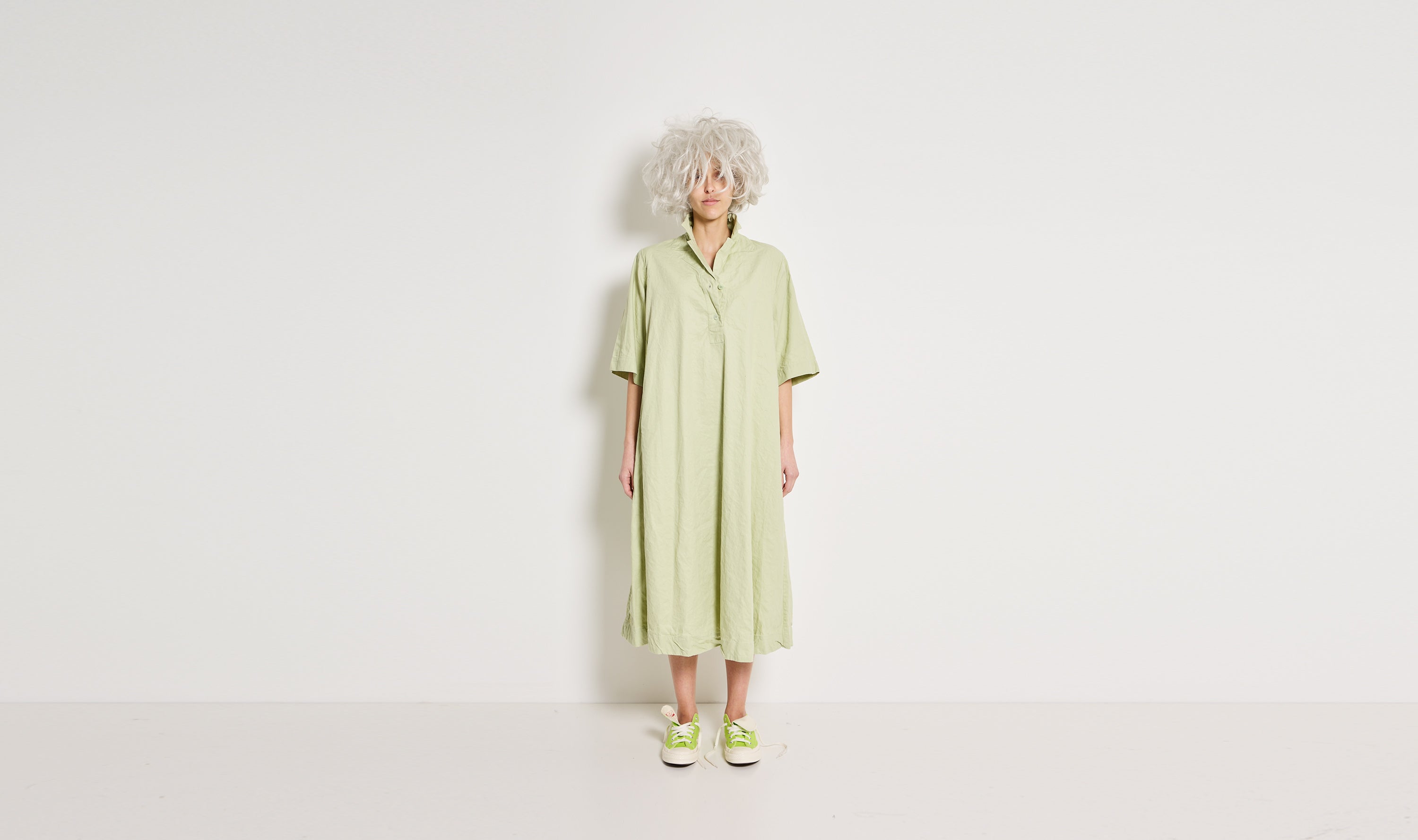 green linen cotton dress Après Paris