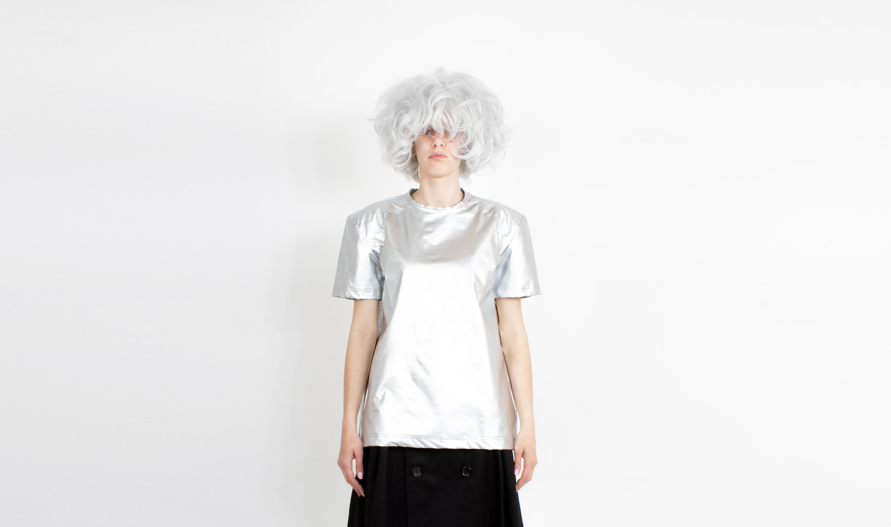 silver padded shoulders t-shirt