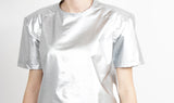 silver padded shoulders t-shirt