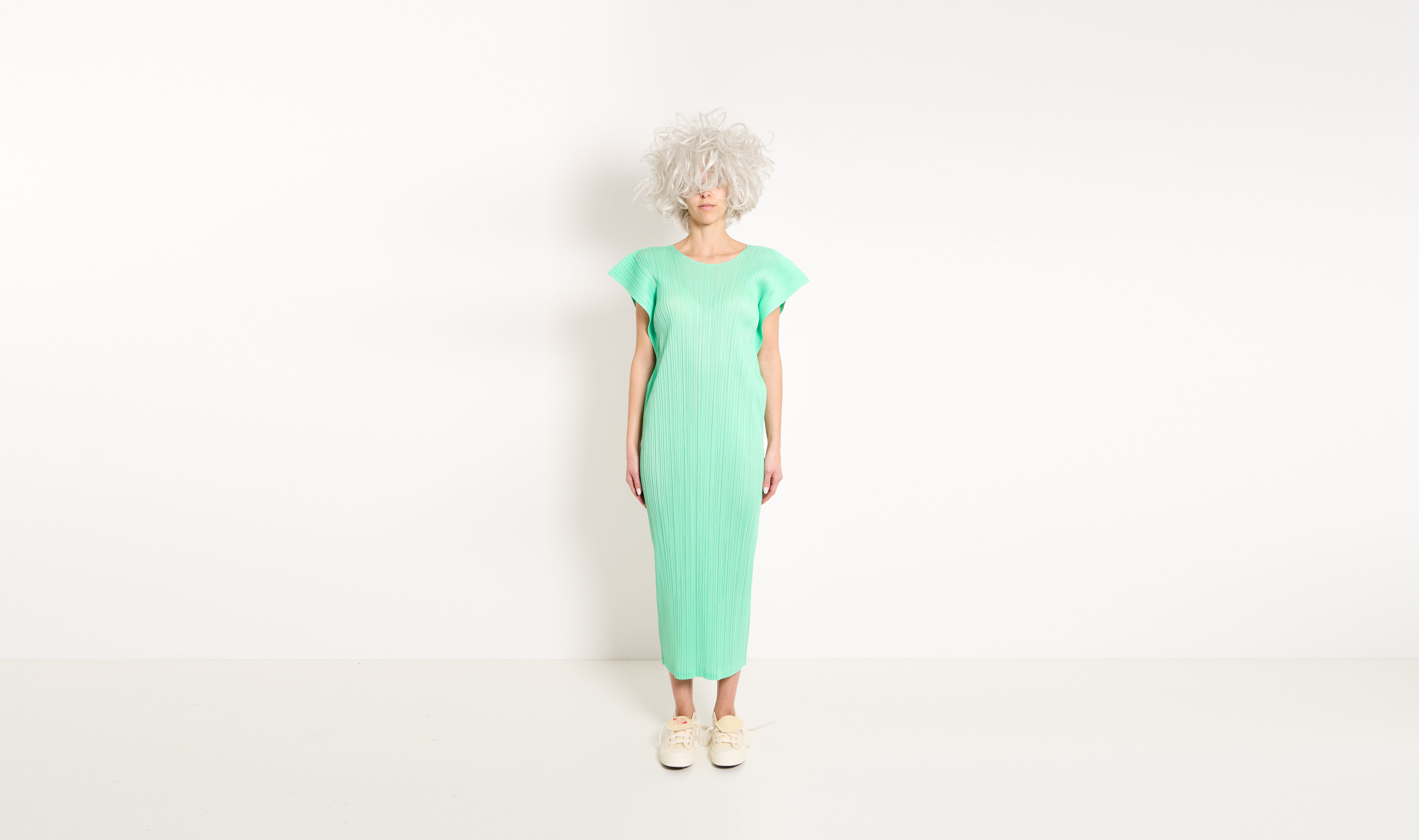 mint green plissé dress Après Paris